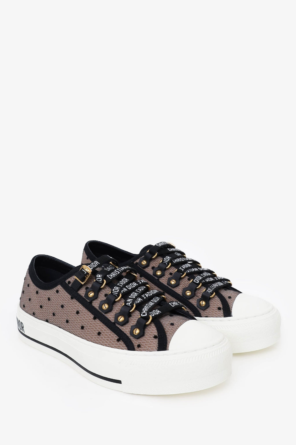 Christian Dior Beige/Black Mesh Walk'N'Dior Sneakers Size 35.5