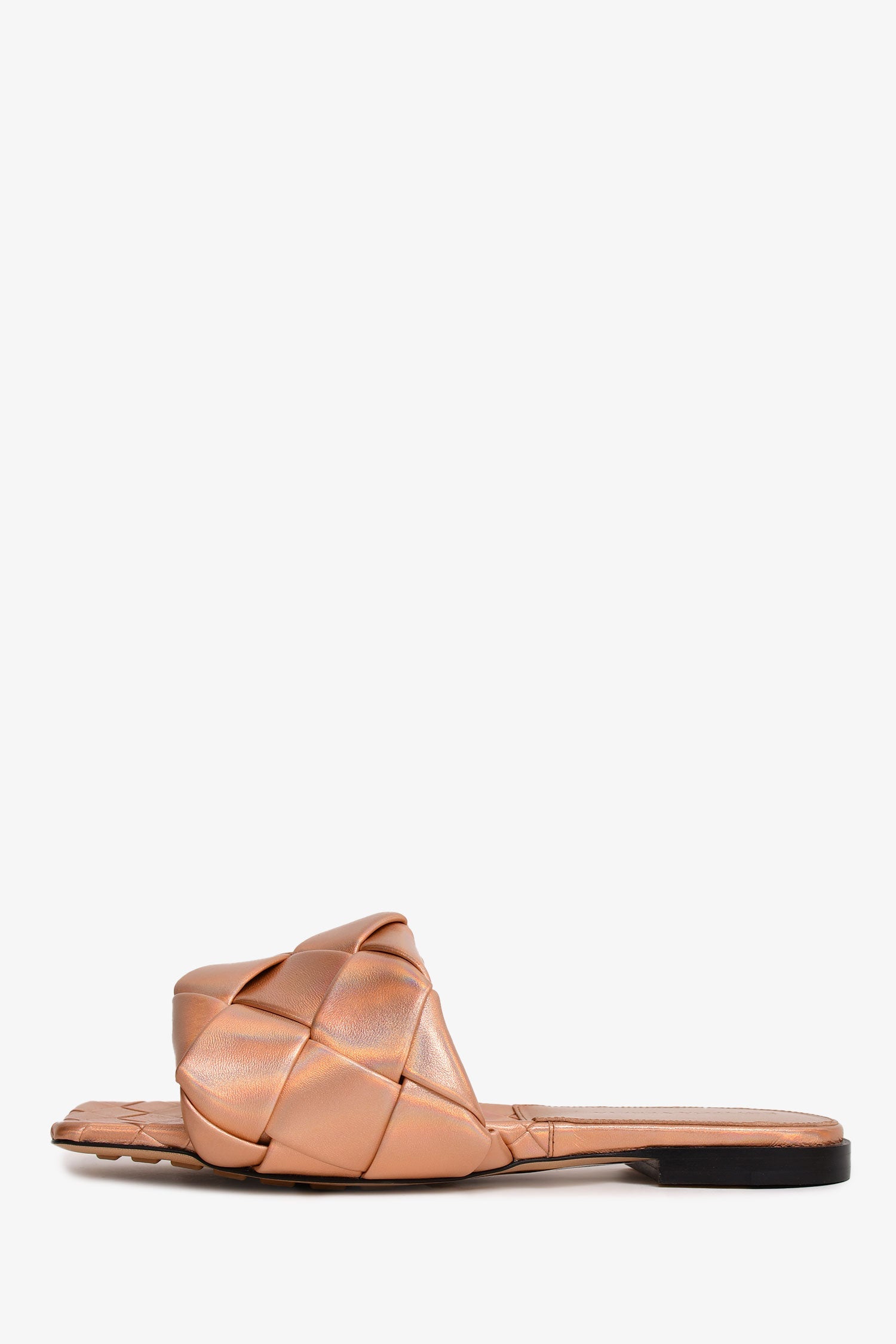 Bottega Veneta Rose Gold Iridescent Intrecciato Sandals Size 36