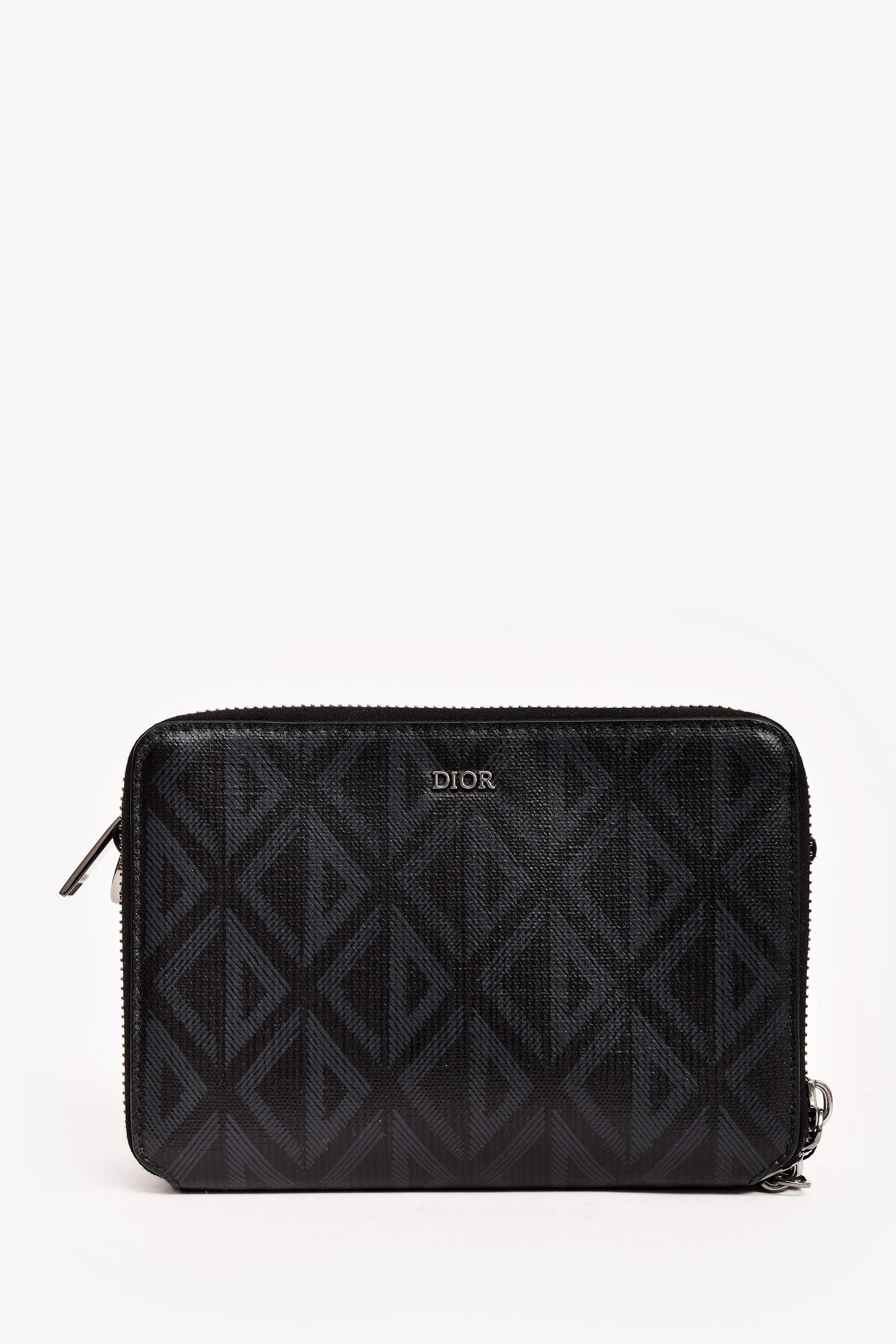 Dior Homme Black Coated Canvas CD Print Zipped Pouch