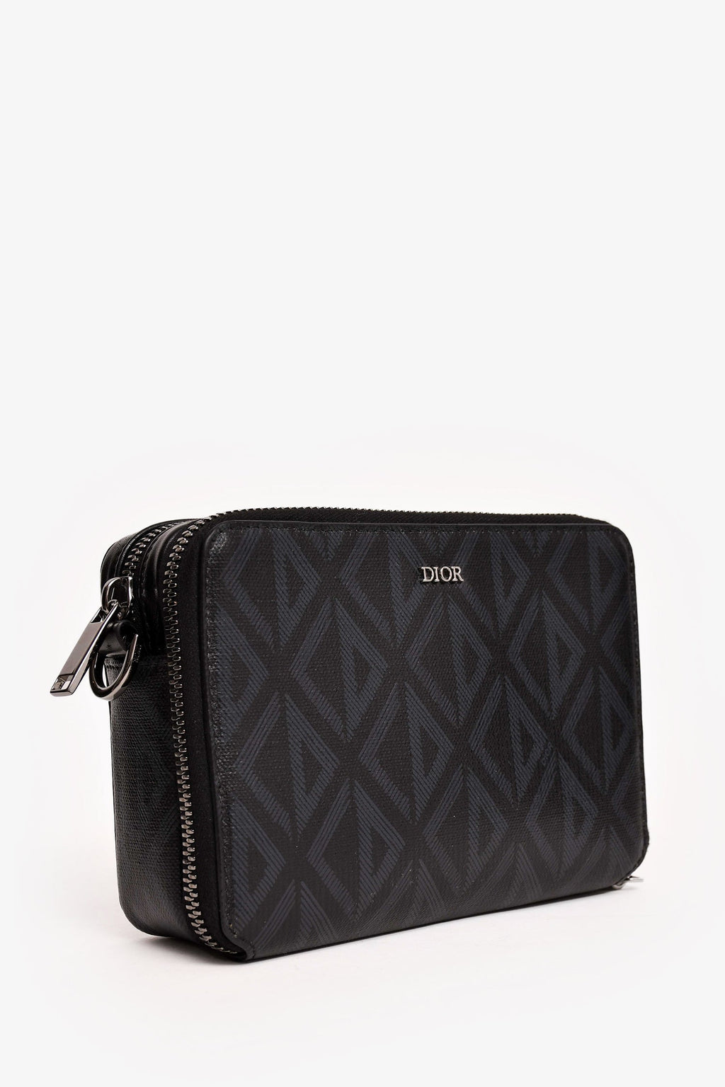 Dior Homme Black Coated Canvas CD Print Zipped Pouch
