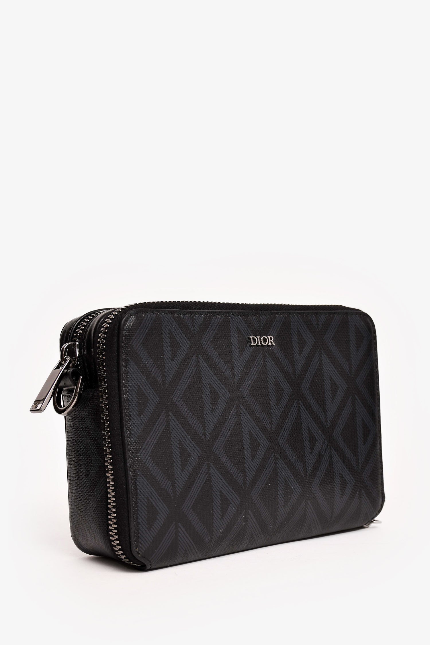 Dior Homme Black Coated Canvas CD Print Zipped Pouch