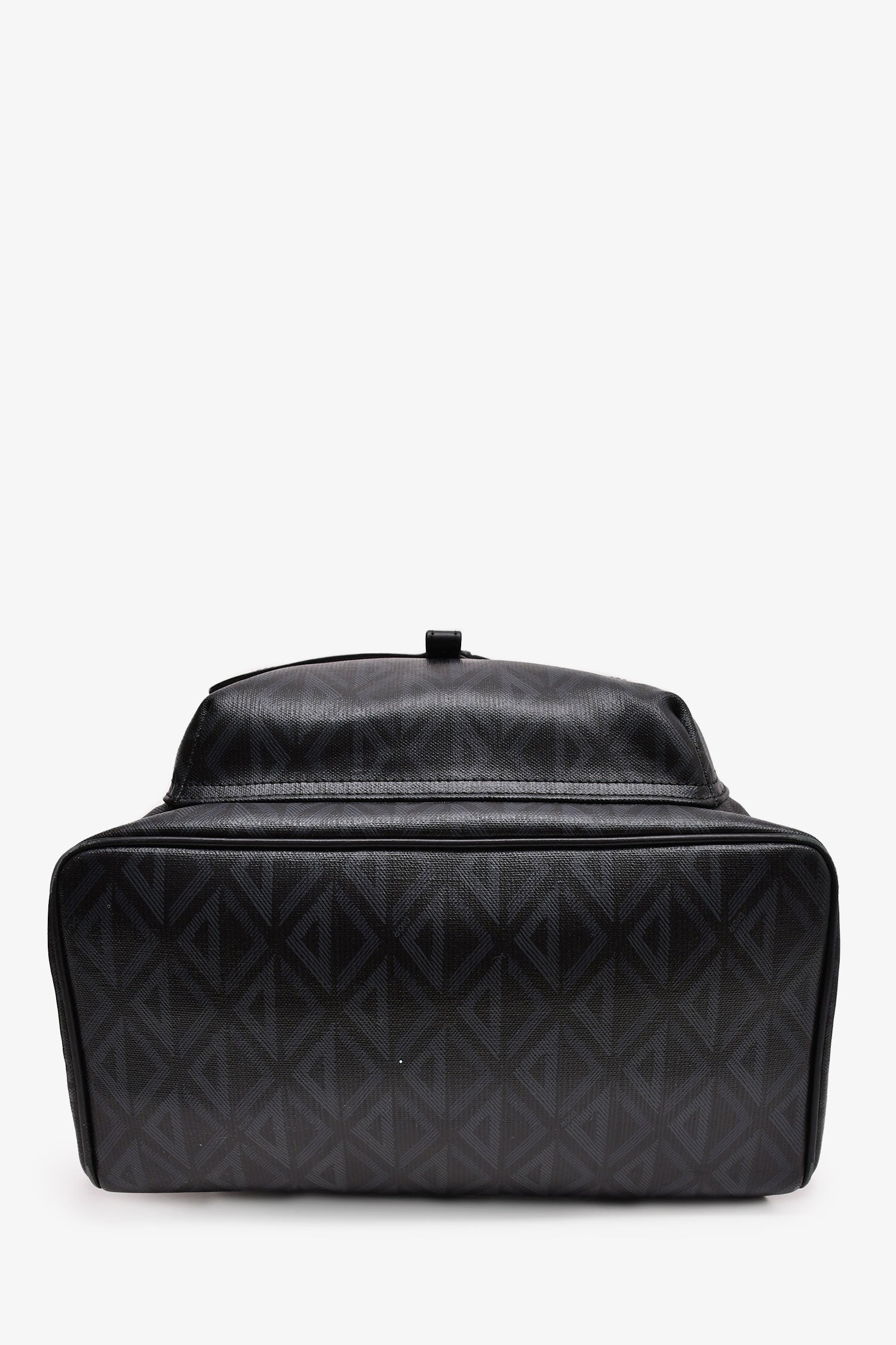 Christian Dior Homme Black Coated Canvas/Leather CD Diamond Print 'Hit The Road' Backpack