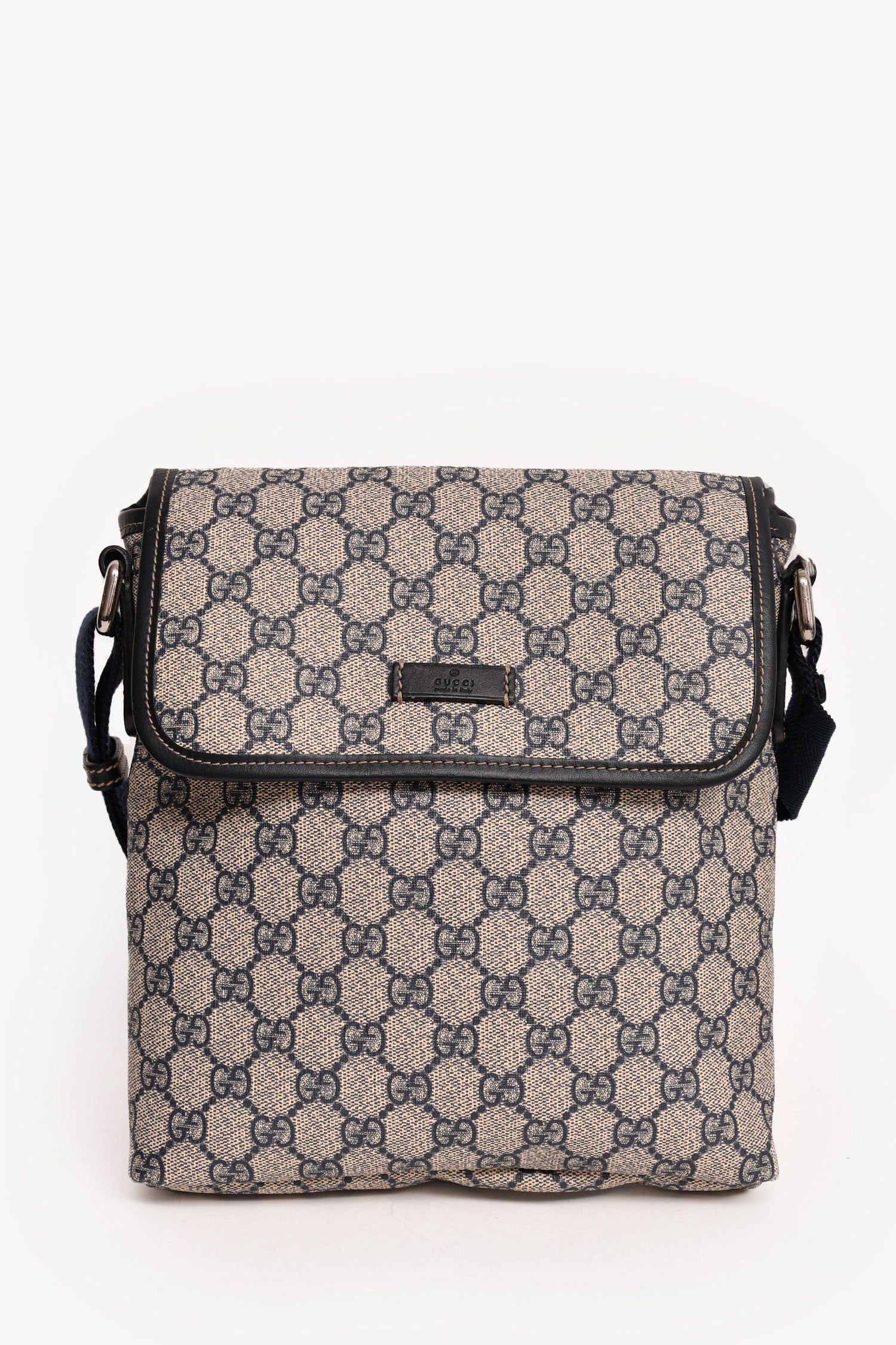 Gucci Cream/Navy GG Supreme Messenger Bag