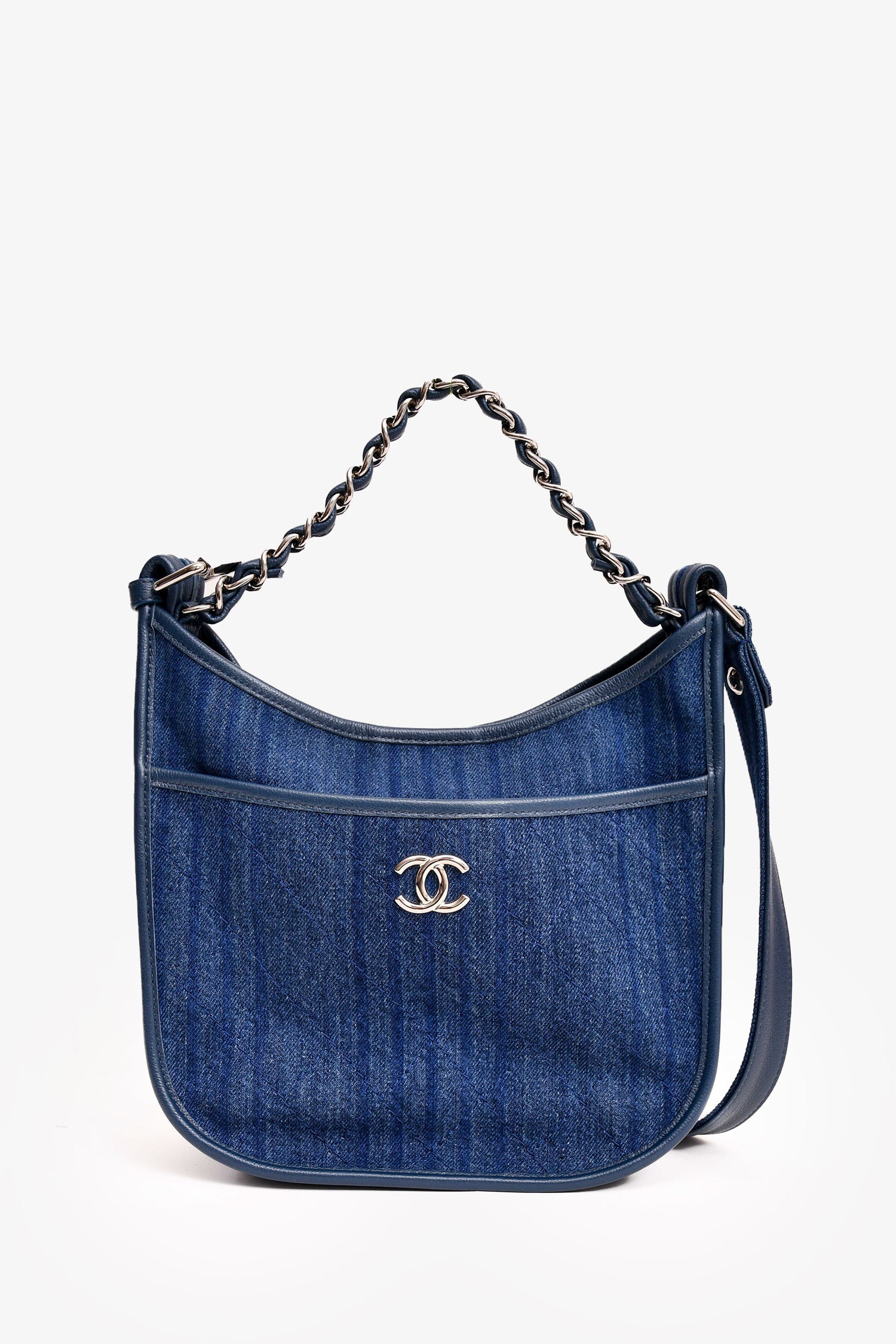 Pre-Loved Chanel™ 2017/18 Navy Denim Small Jungle Stroll Crossbody Bag