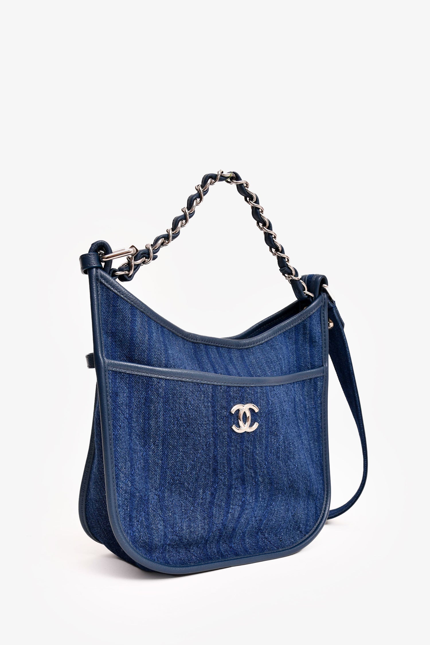 Pre-Loved Chanel™ 2017/18 Navy Denim Small Jungle Stroll Crossbody Bag