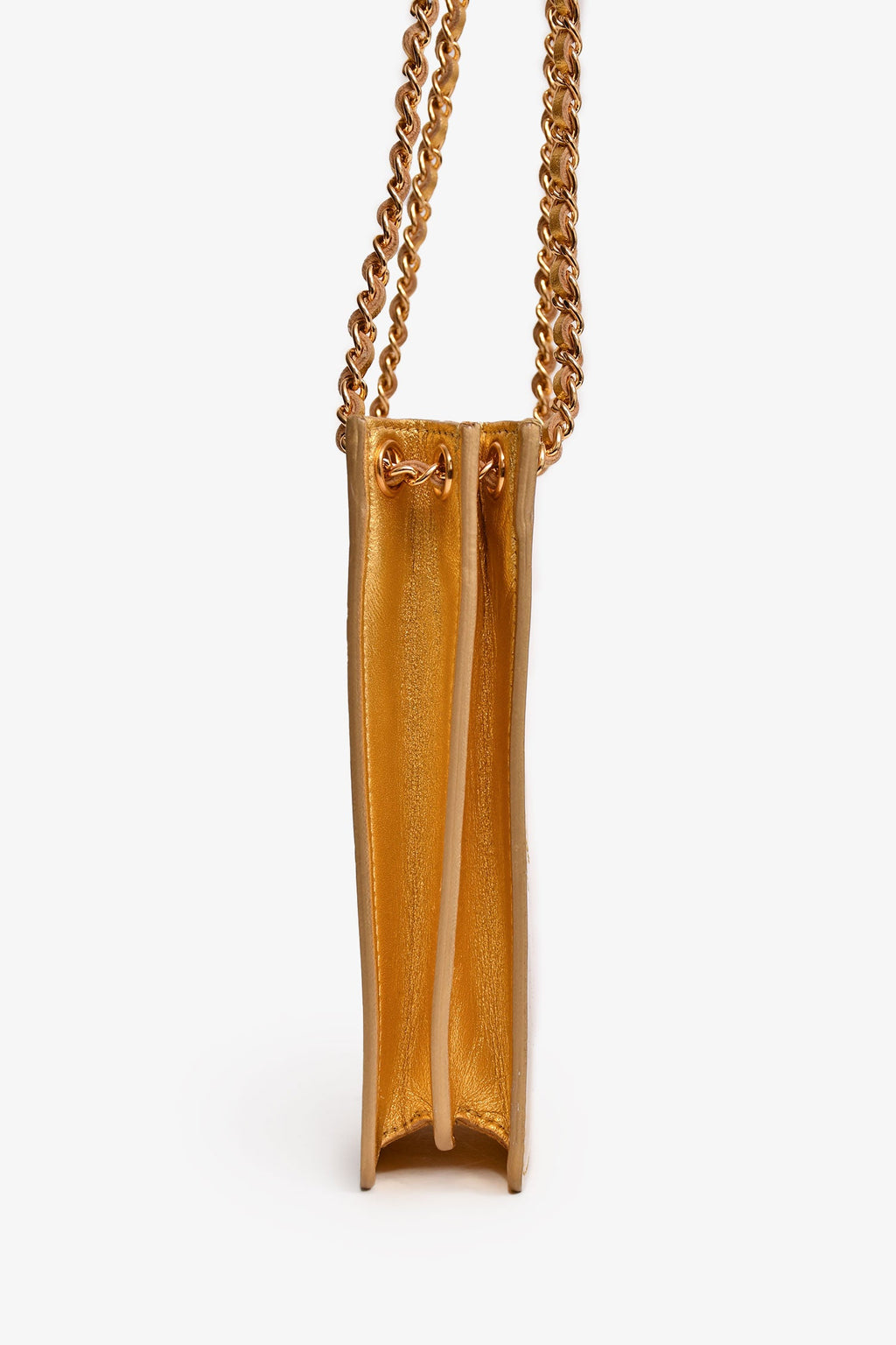 Pre-Loved Chanel™ 2014 Gold Patent Timeless CC Phone Holder