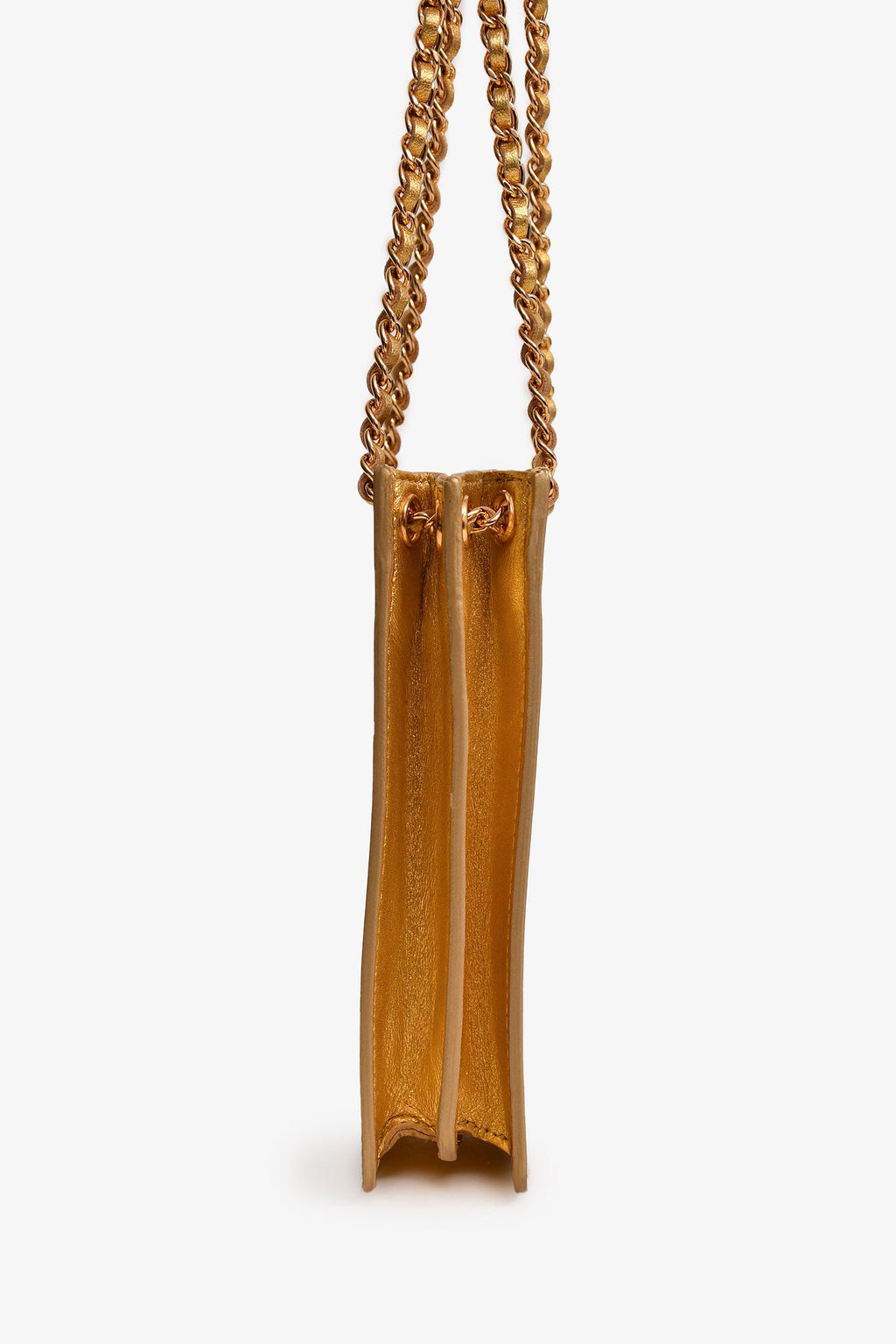 Pre-Loved Chanel™ 2014 Gold Patent Timeless CC Phone Holder