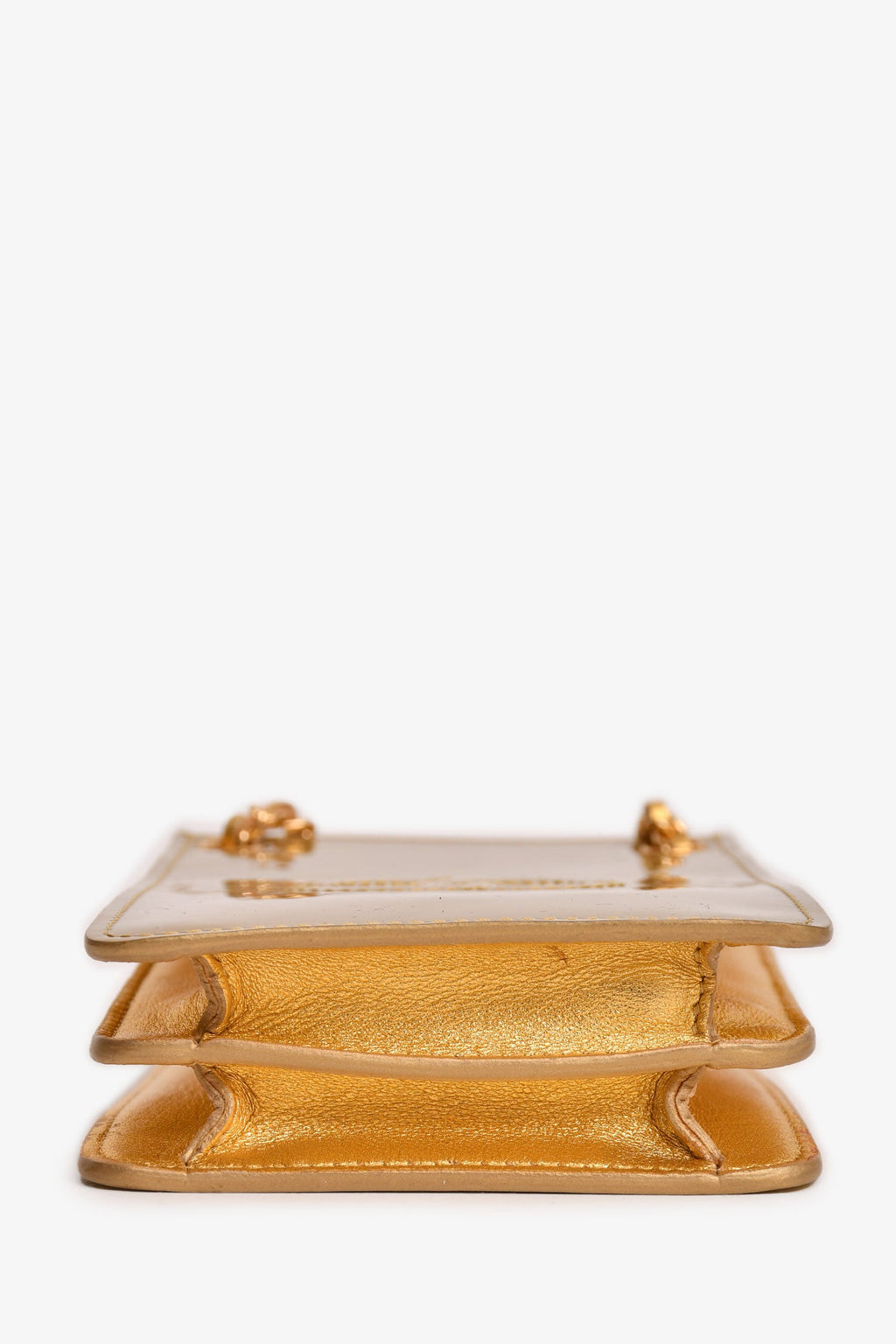 Pre-Loved Chanel™ 2014 Gold Patent Timeless CC Phone Holder