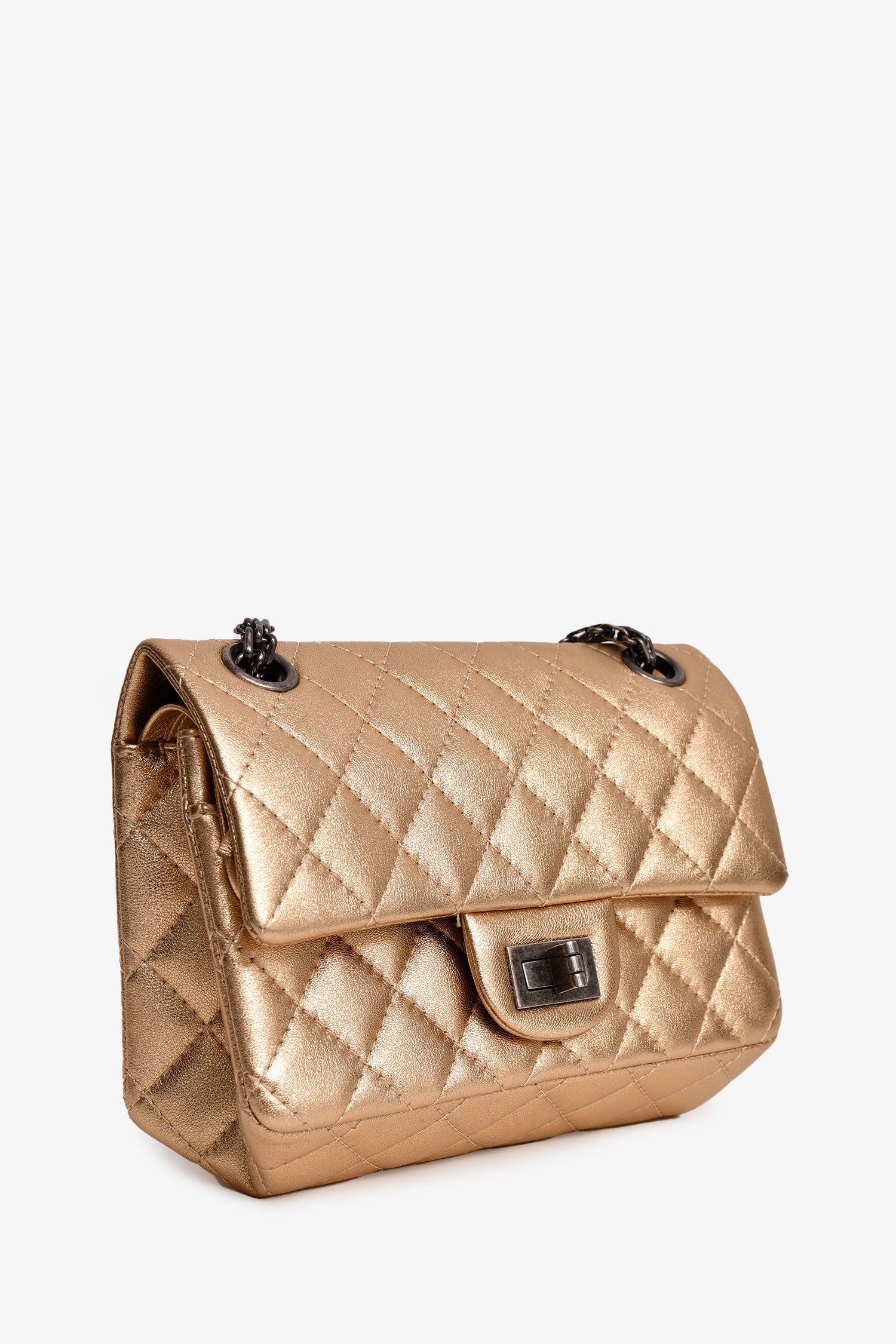 Pre-Loved Chanel™ 2014 Gold Metallic Lambskin Mini Reissue Flap Bag