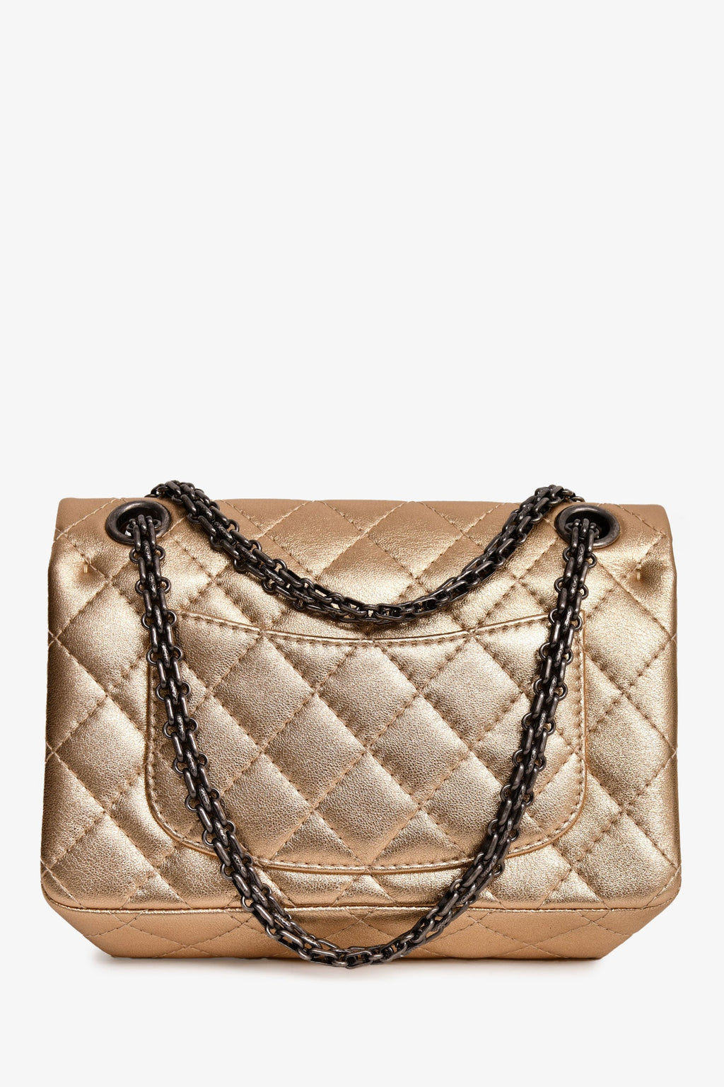 Pre-Loved Chanel™ 2014 Gold Metallic Lambskin Mini Reissue Flap Bag