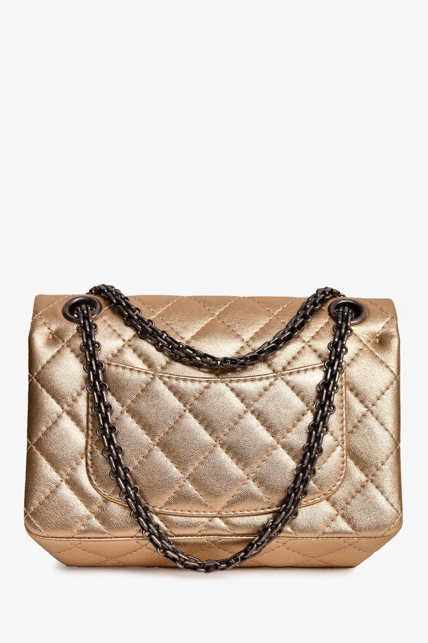 Pre-Loved Chanel™ 2014 Gold Metallic Lambskin Mini Reissue Flap Bag