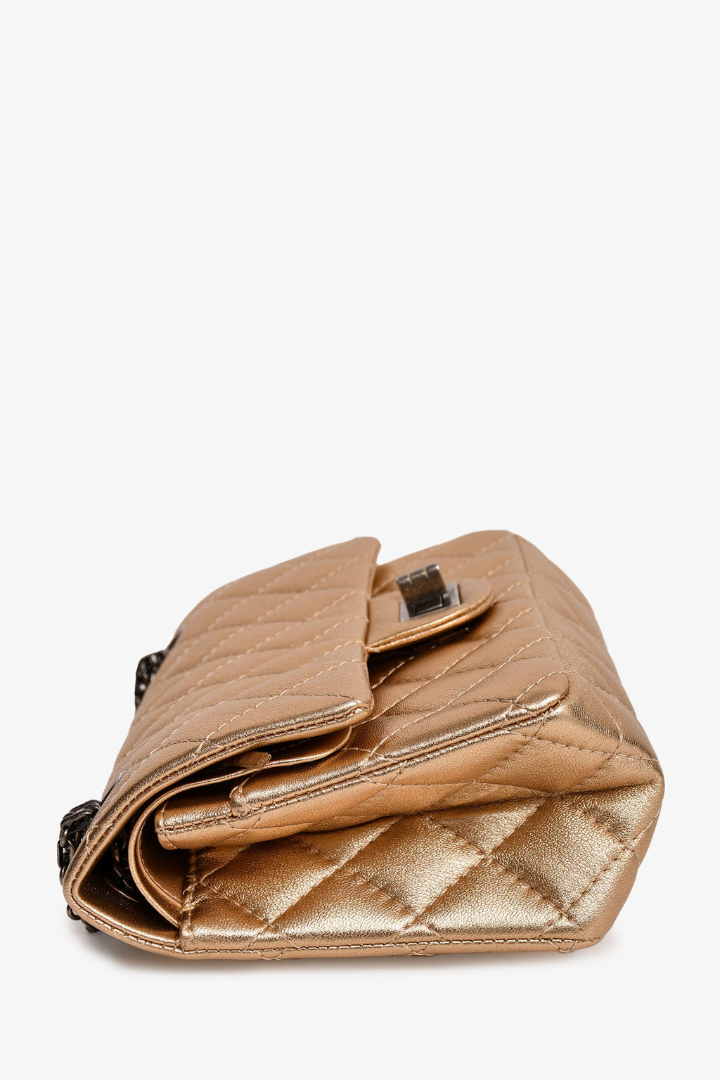 Pre-Loved Chanel™ 2014 Gold Metallic Lambskin Mini Reissue Flap Bag