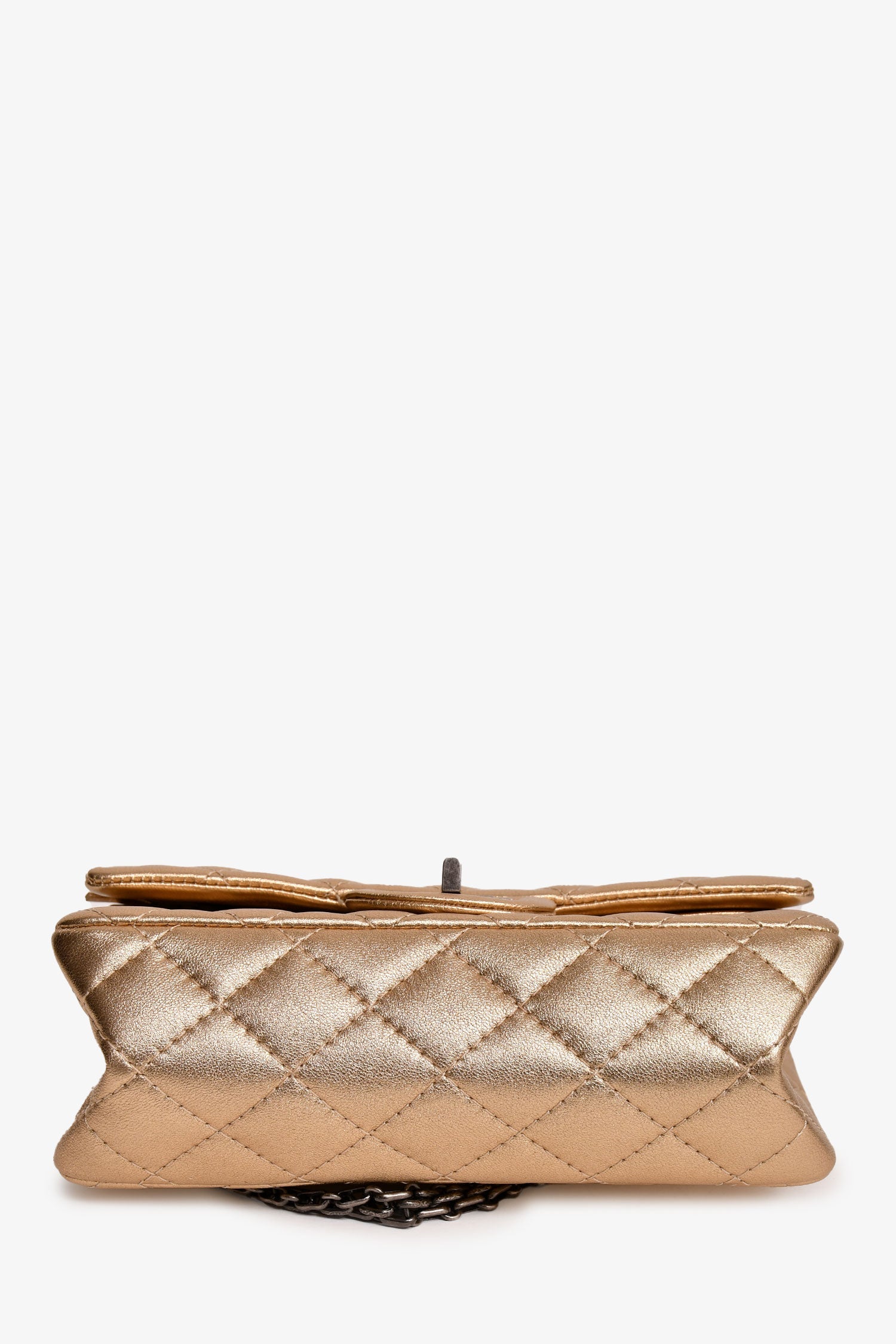 Pre-Loved Chanel™ 2014 Gold Metallic Lambskin Mini Reissue Flap Bag
