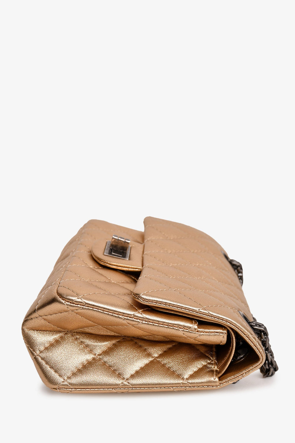 Pre-Loved Chanel™ 2014 Gold Metallic Lambskin Mini Reissue Flap Bag