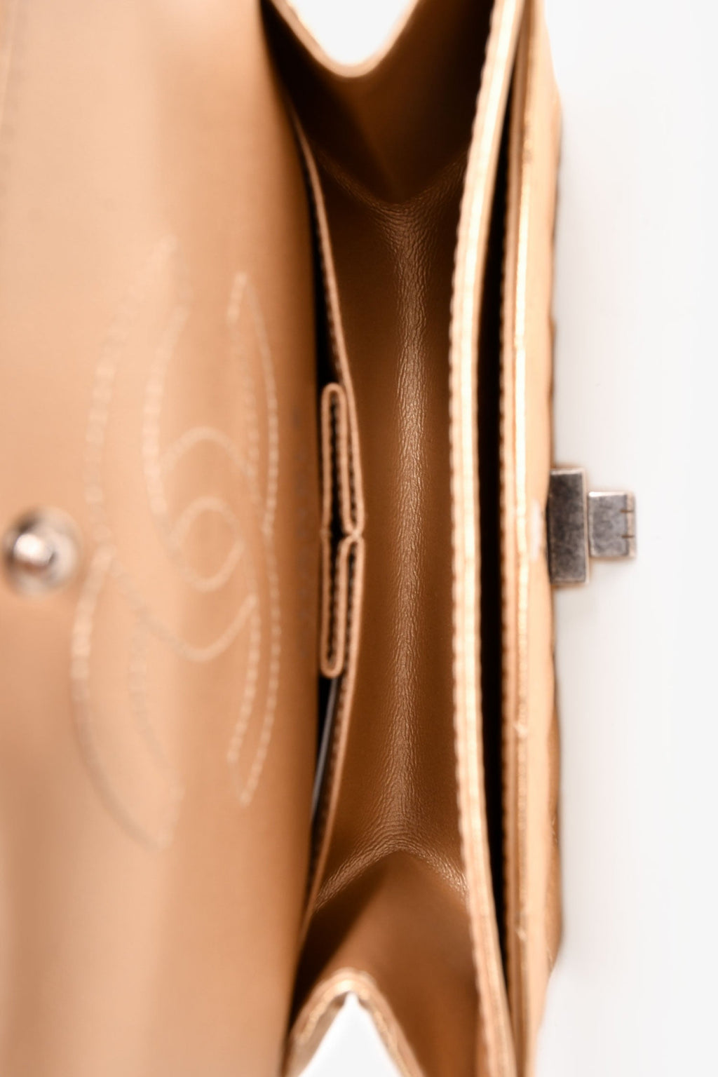 Pre-Loved Chanel™ 2014 Gold Metallic Lambskin Mini Reissue Flap Bag