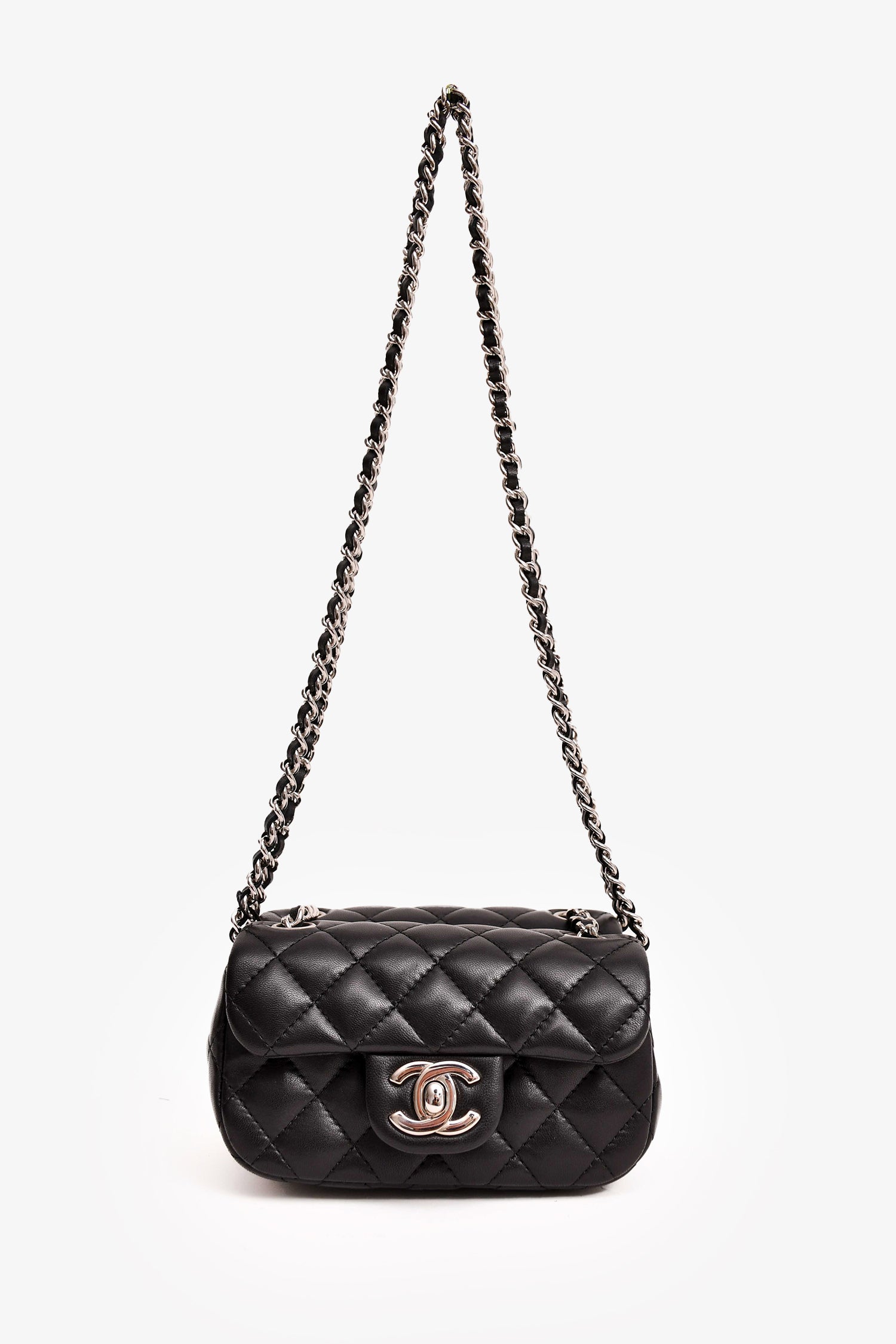 Pre-Loved Chanel™ 2011/12 Black Lambskin Twin Flap Shoulder Bag
