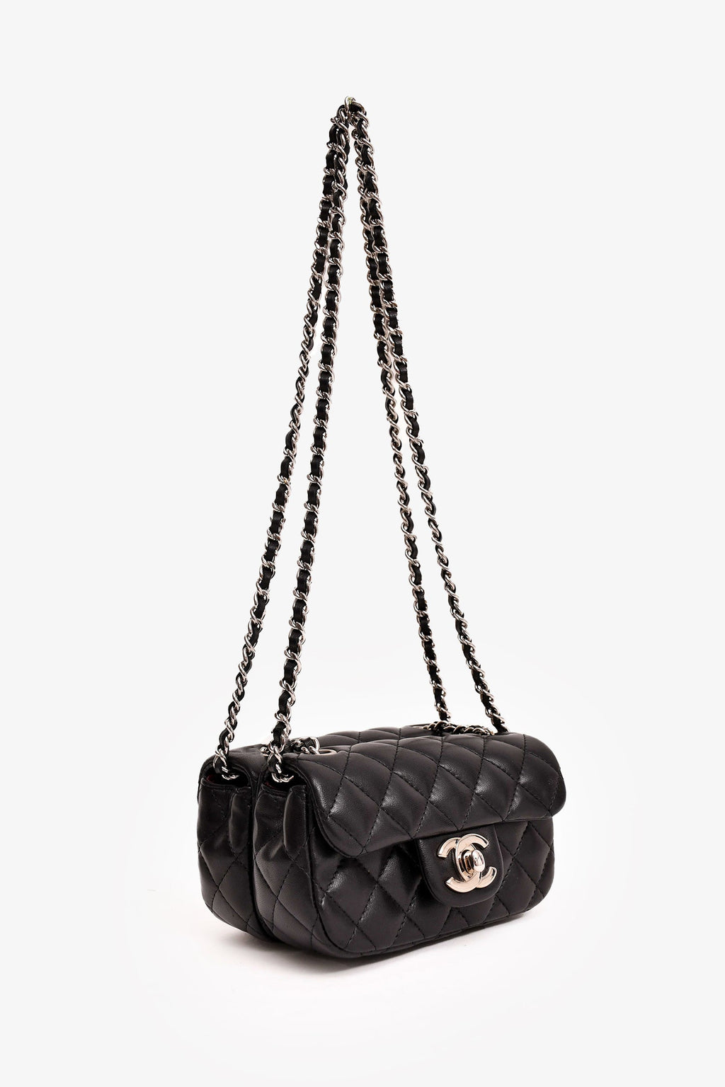 Pre-Loved Chanel™ 2011/12 Black Lambskin Twin Flap Shoulder Bag