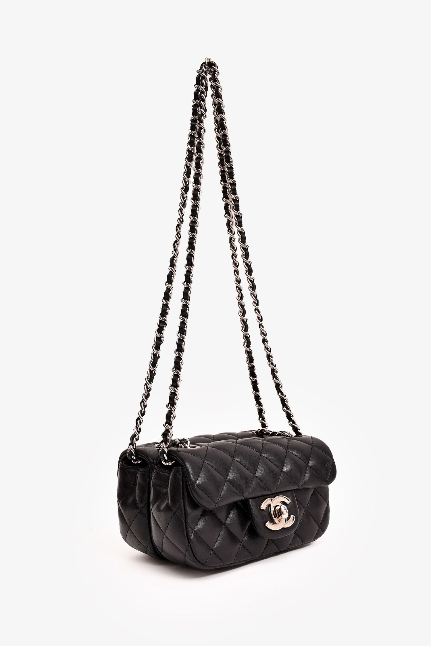 Pre-Loved Chanel™ 2011/12 Black Lambskin Twin Flap Shoulder Bag