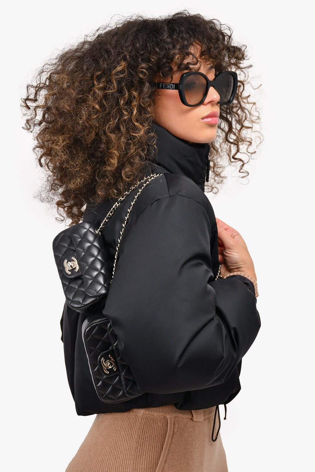 Pre-Loved Chanel™ 2011/12 Black Lambskin Twin Flap Shoulder Bag