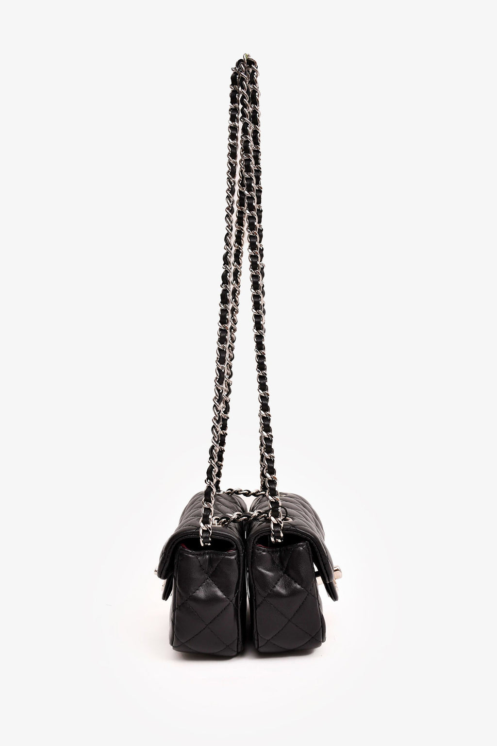 Pre-Loved Chanel™ 2011/12 Black Lambskin Twin Flap Shoulder Bag