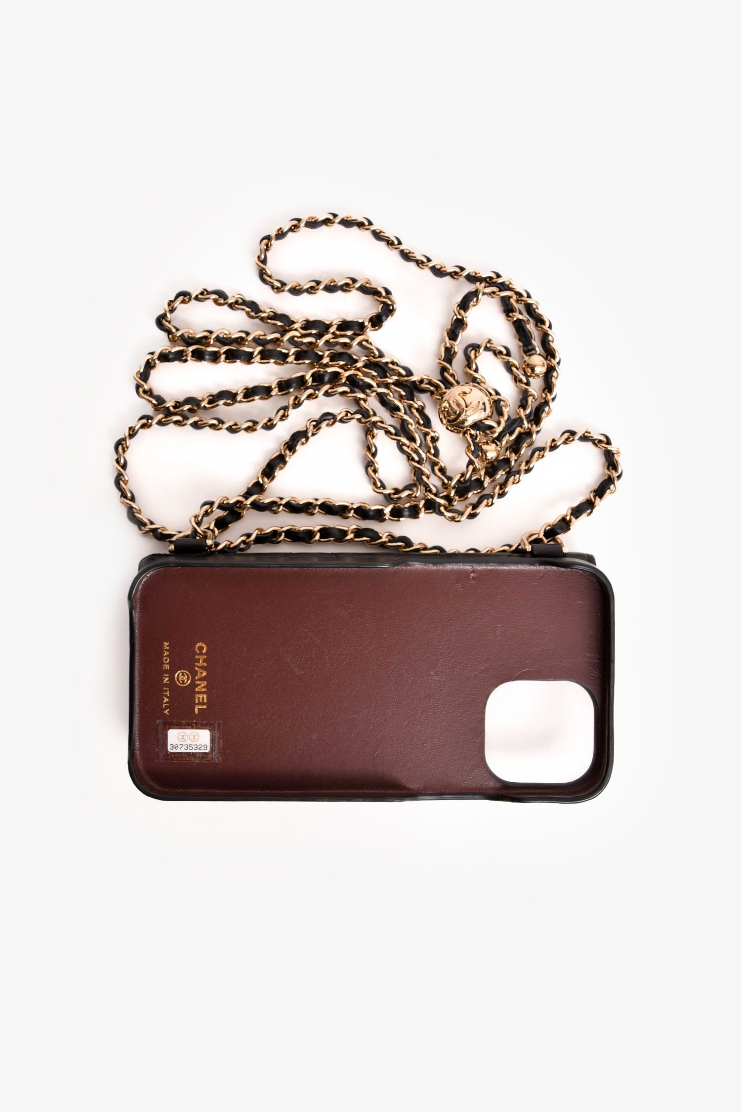 Pre-Loved Chanel 2020 Black Lambskin iPhone Case on Chain with  Pocket