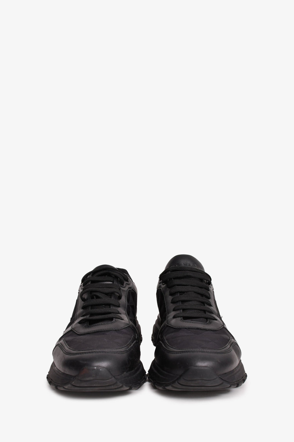 Prada Black Leather/Nylon Triangle Logo 'Prax' Sneakers Size 10 Mens