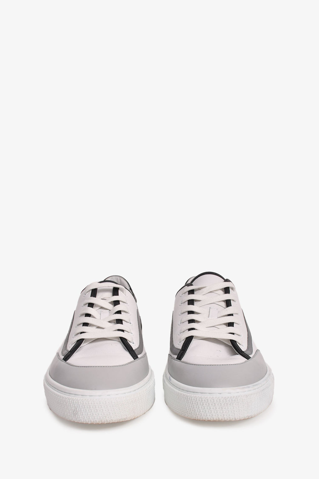Hermès White/Grey Leather 'Get' Sneakers Size 44.5 Mens