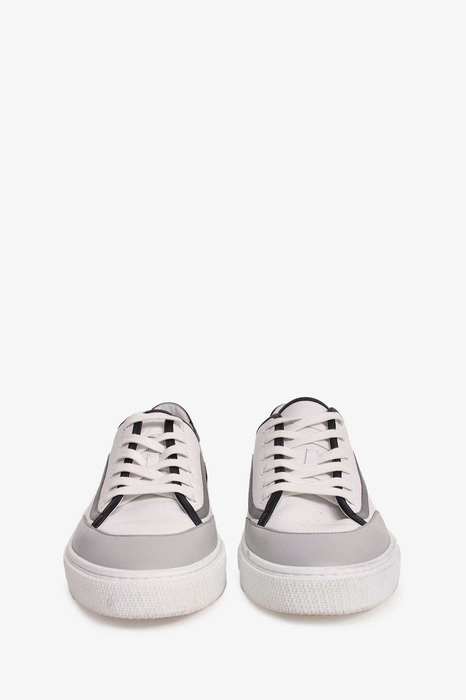 Hermès White/Grey Leather 'Get' Sneakers Size 44.5 Mens