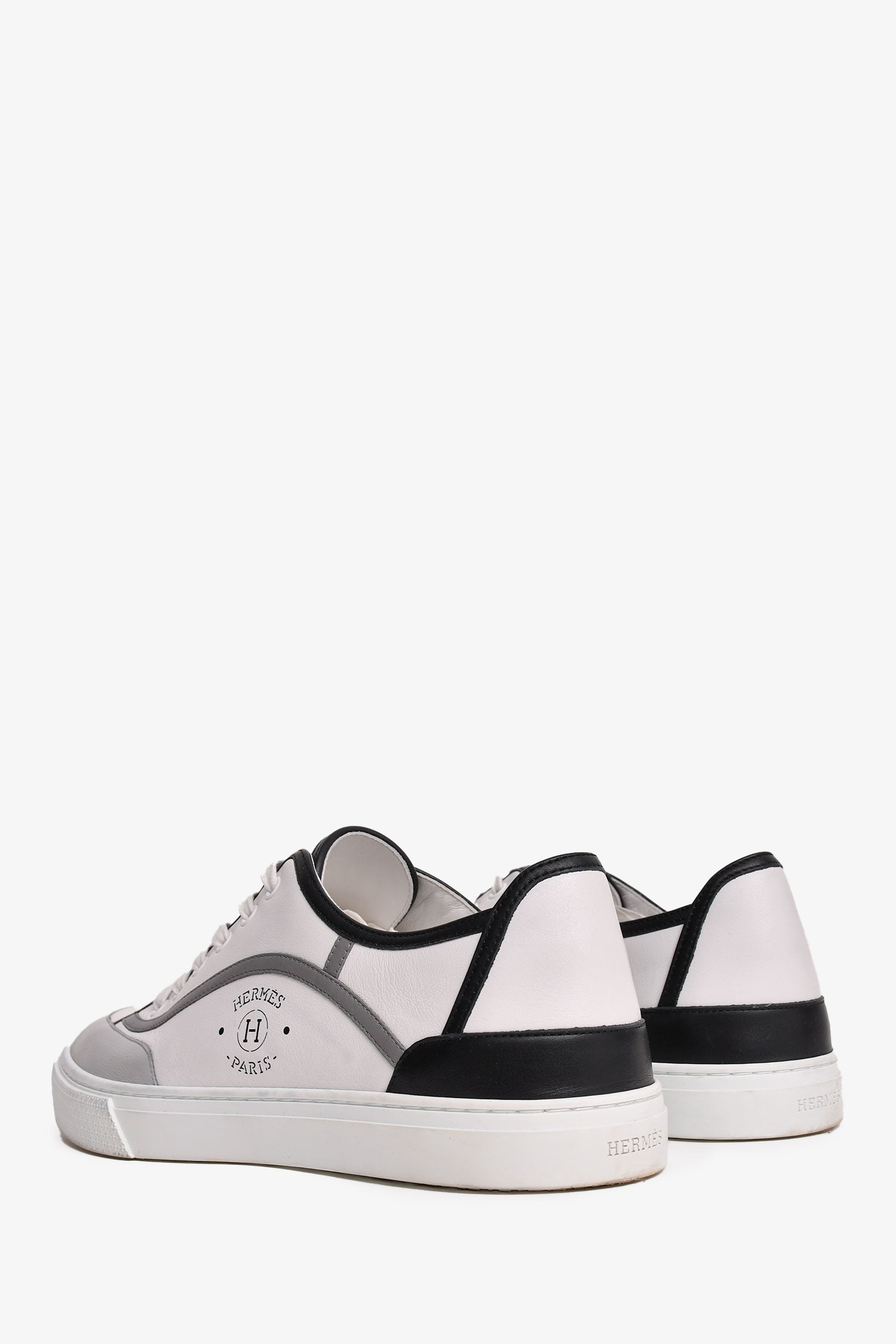Hermès White/Grey Leather 'Get' Sneakers Size 44.5 Mens
