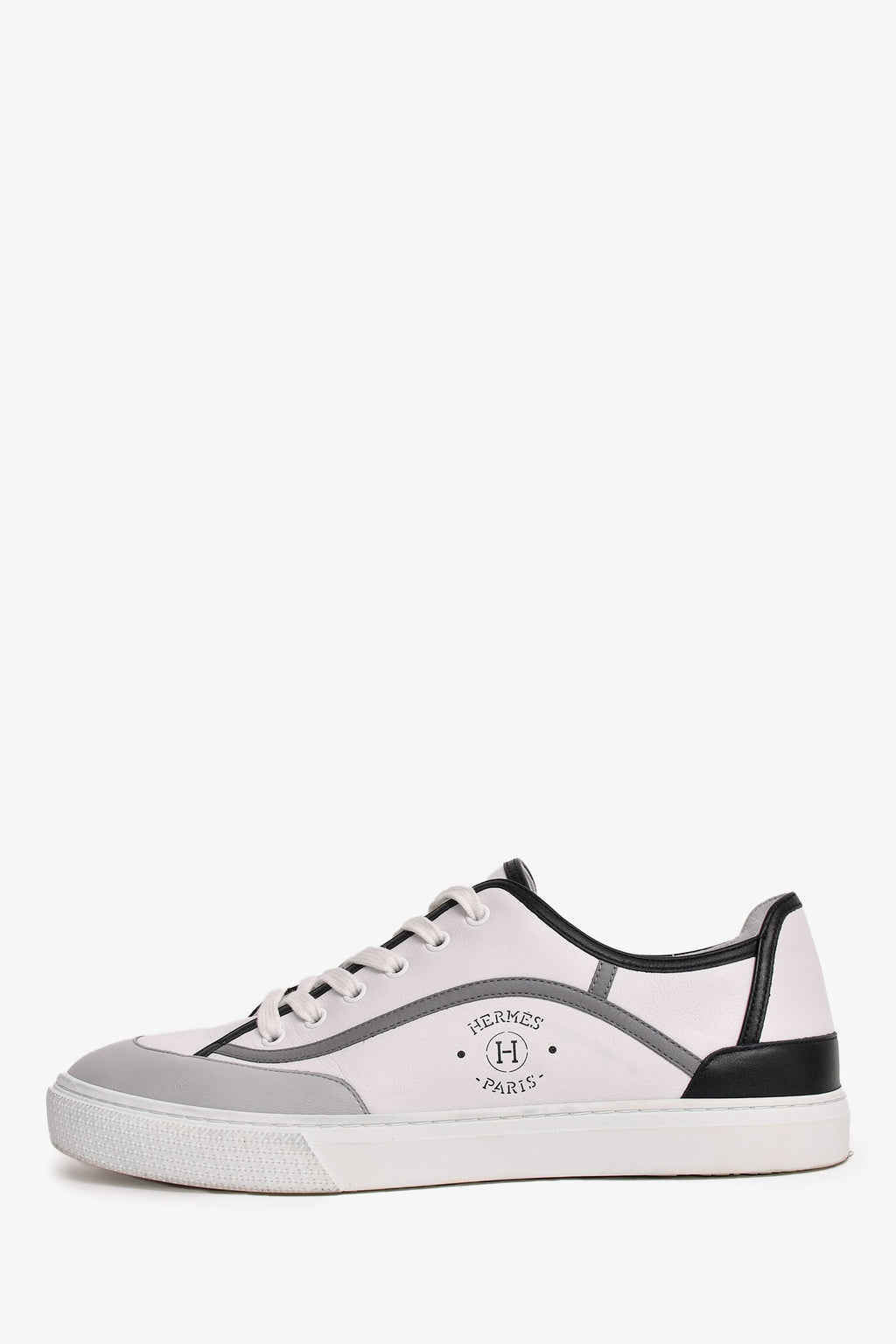 Hermès White/Grey Leather 'Get' Sneakers Size 44.5 Mens