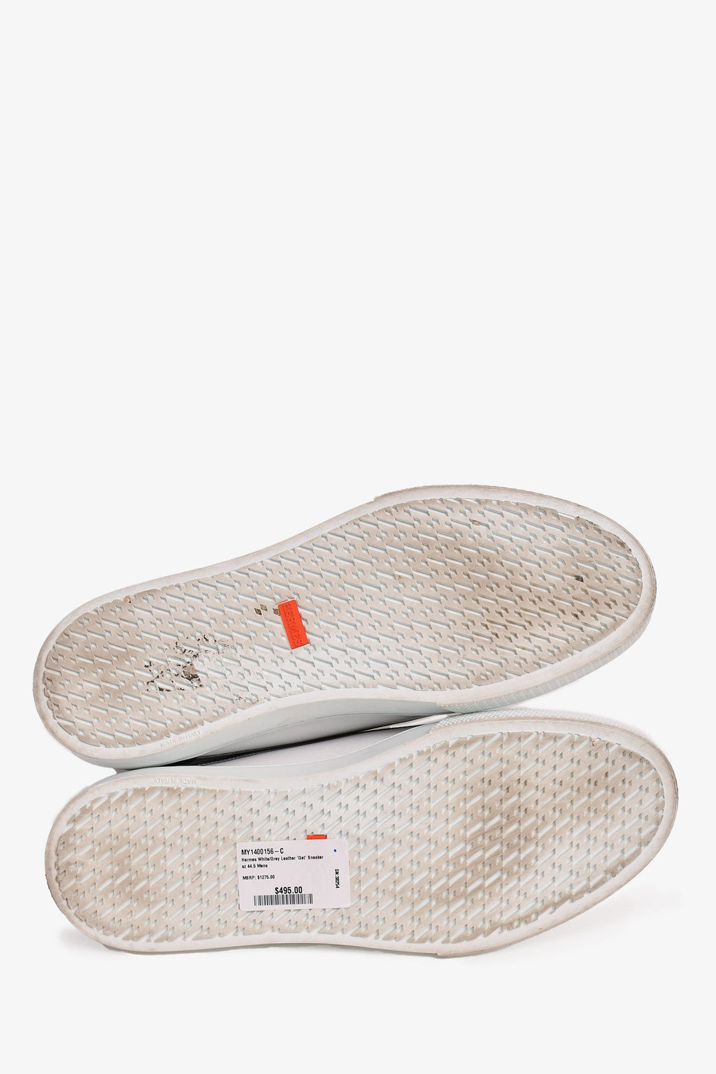 Hermès White/Grey Leather 'Get' Sneakers Size 44.5 Mens