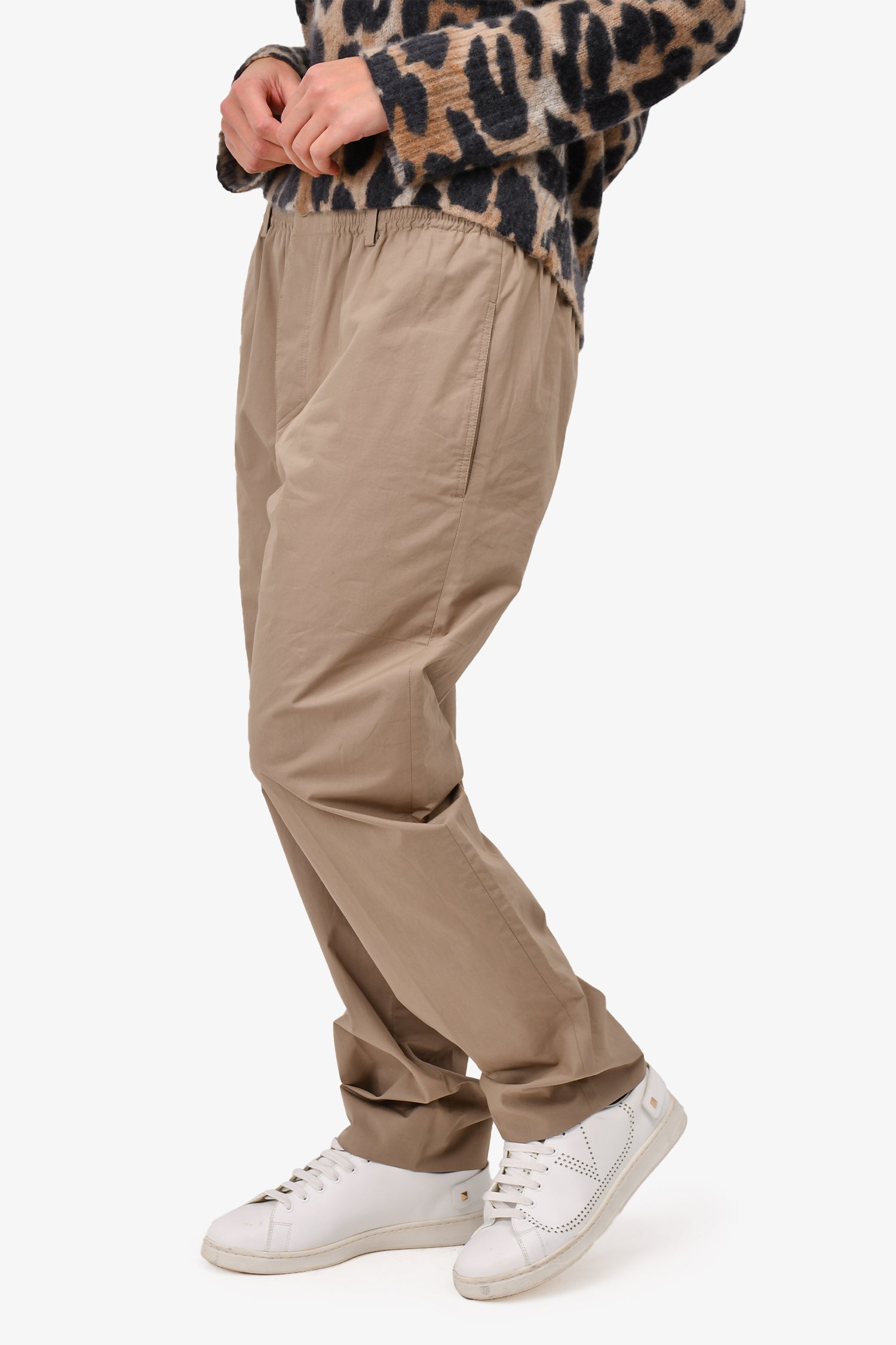 Hermès Taupe Cotton Drawstring Joggers Size 44 Mens