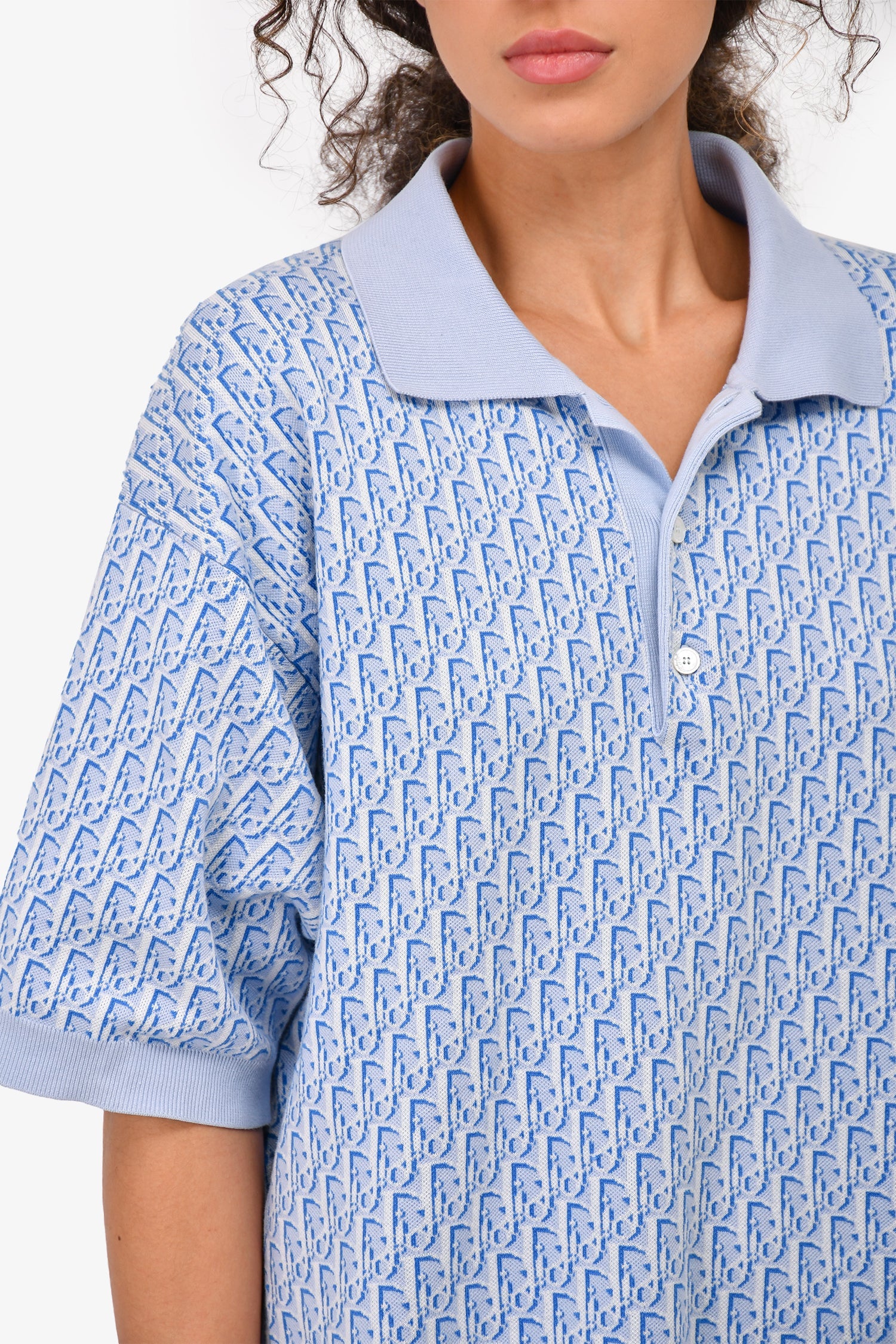Dior Homme Light Blue Oblique Polo Shirt Size L Mens