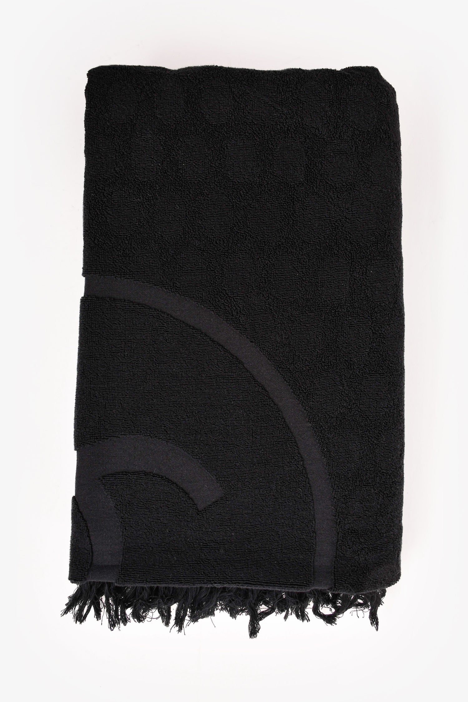 Pre-Loved Chanel™ Black Terry Cloth Large CC Logo Beach Towel