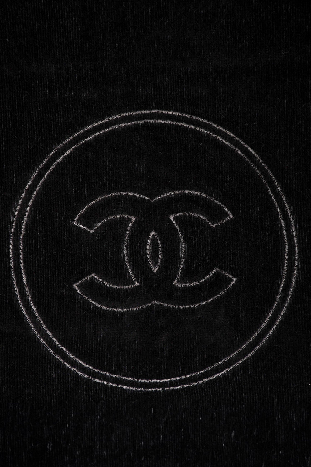 Pre-Loved Chanel™ Black/Grey Terry Cloth CC Logo Beach Towel