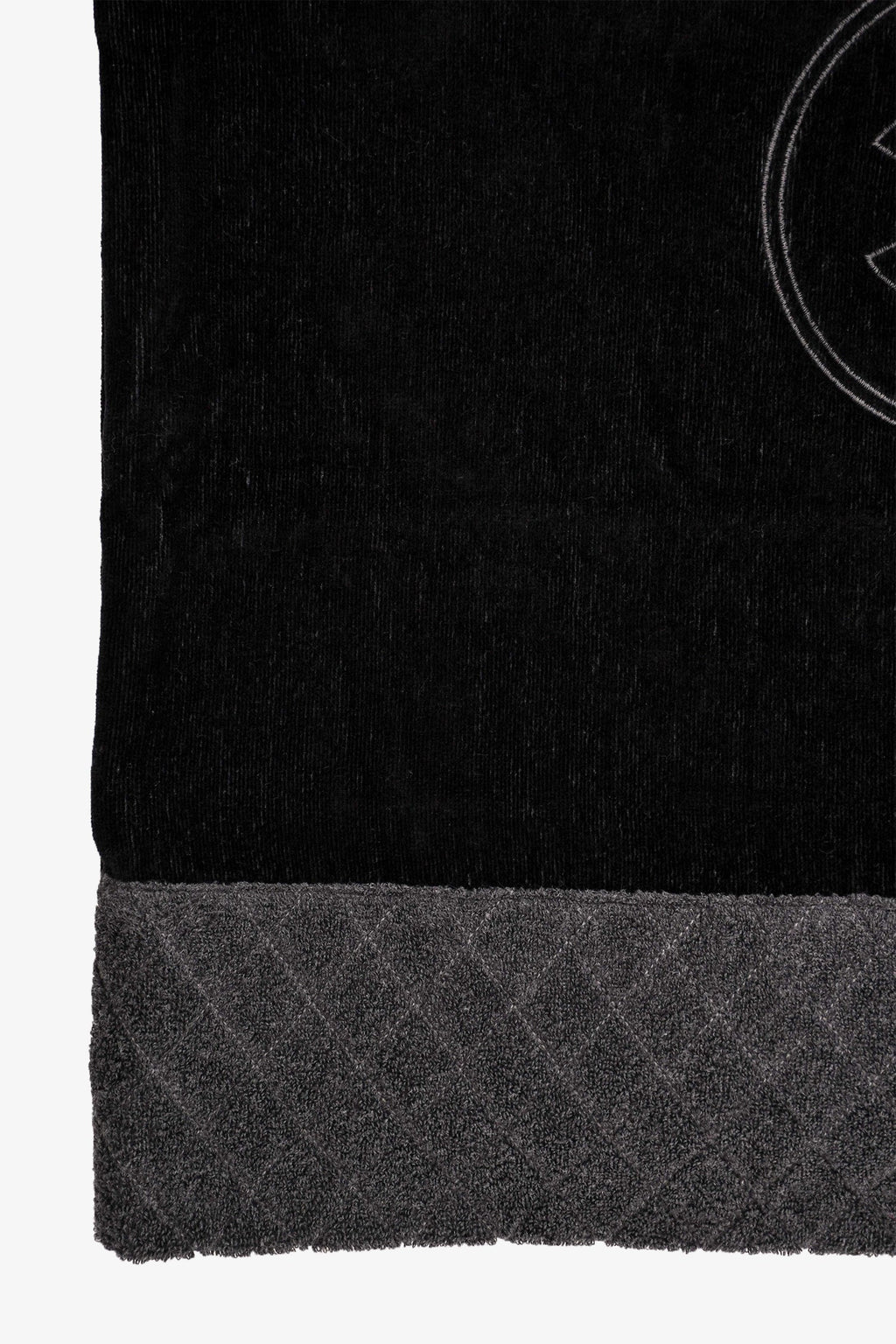 Pre-Loved Chanel™ Black/Grey Terry Cloth CC Logo Beach Towel