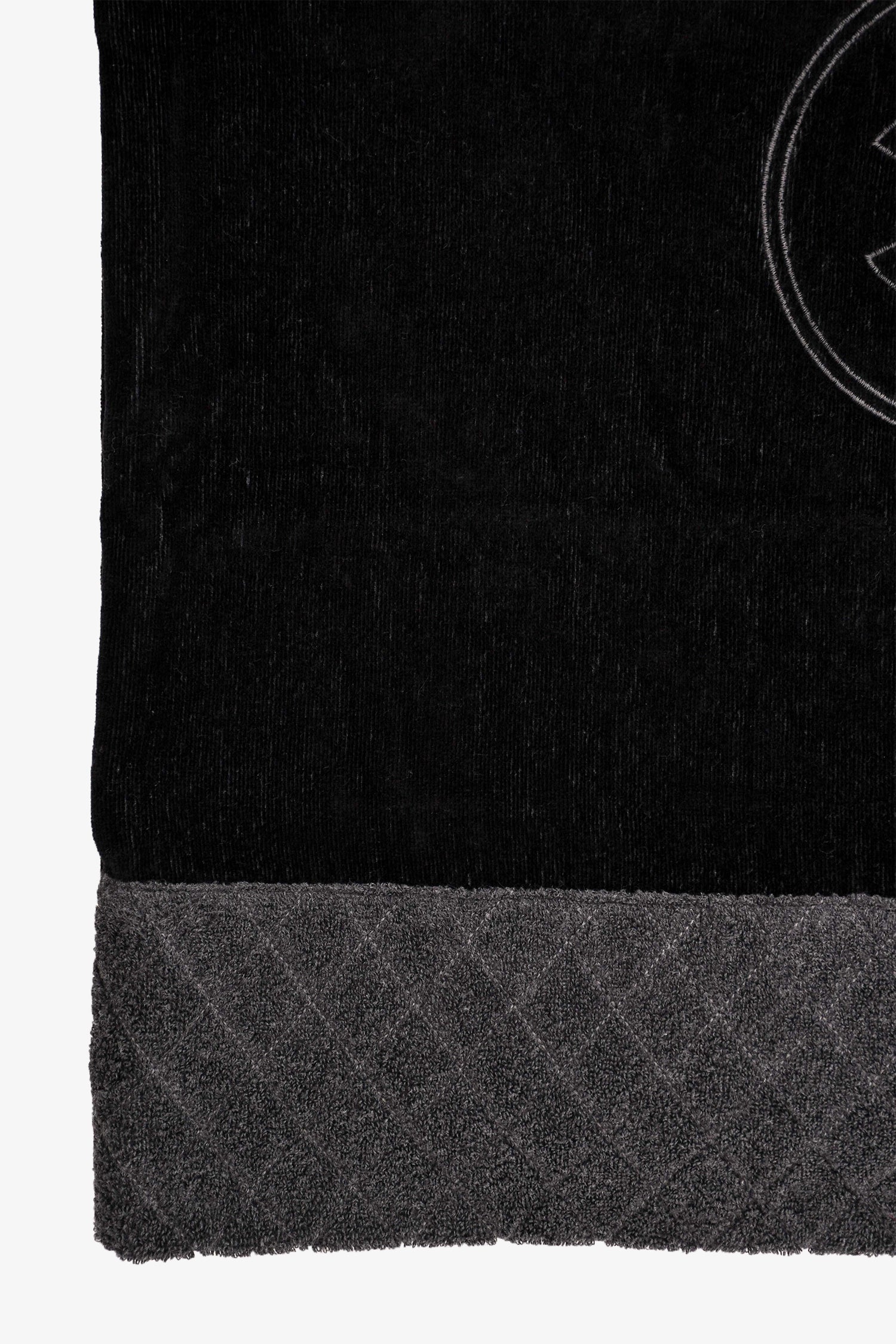 Pre-Loved Chanel™ Black/Grey Terry Cloth CC Logo Beach Towel