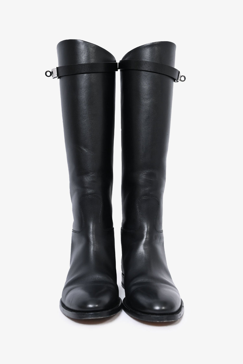 Hermès Black Smooth Leather 'Jumping' Riding Boots Size 38.5