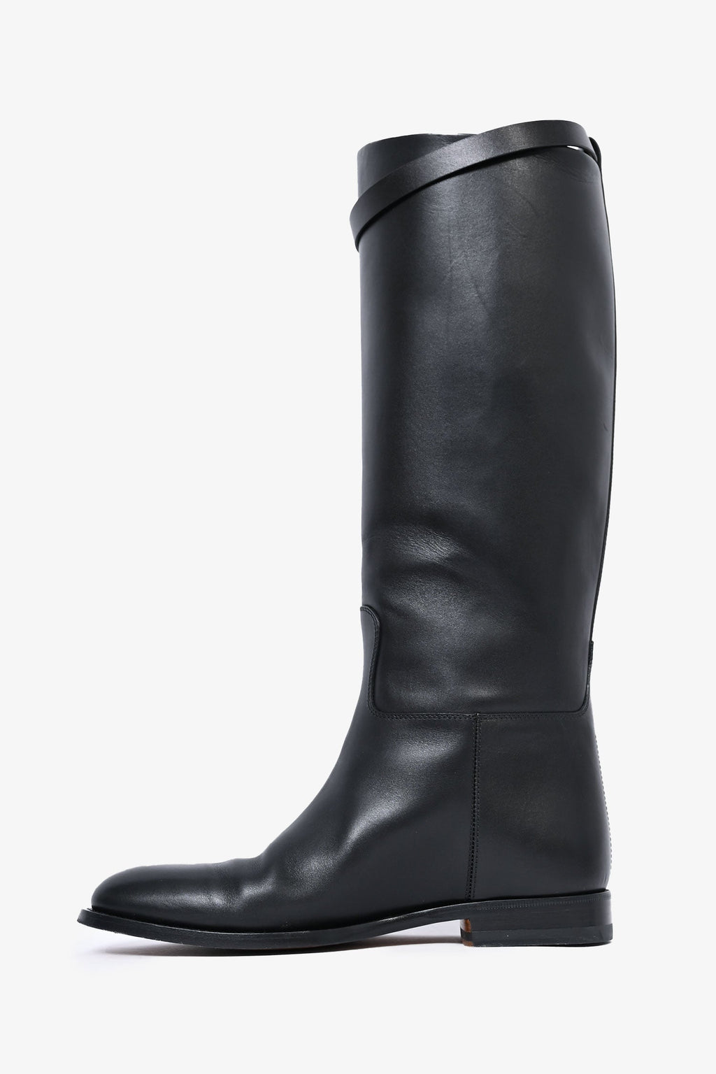 Hermès Black Smooth Leather 'Jumping' Riding Boots Size 38.5