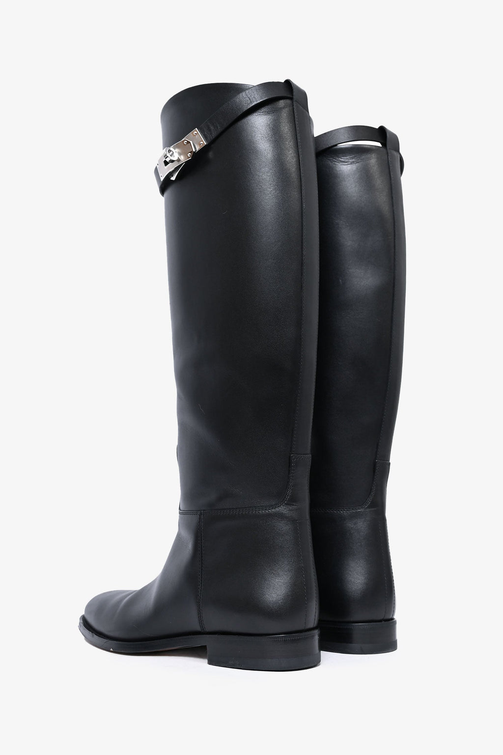 Hermès Black Smooth Leather 'Jumping' Riding Boots Size 38.5
