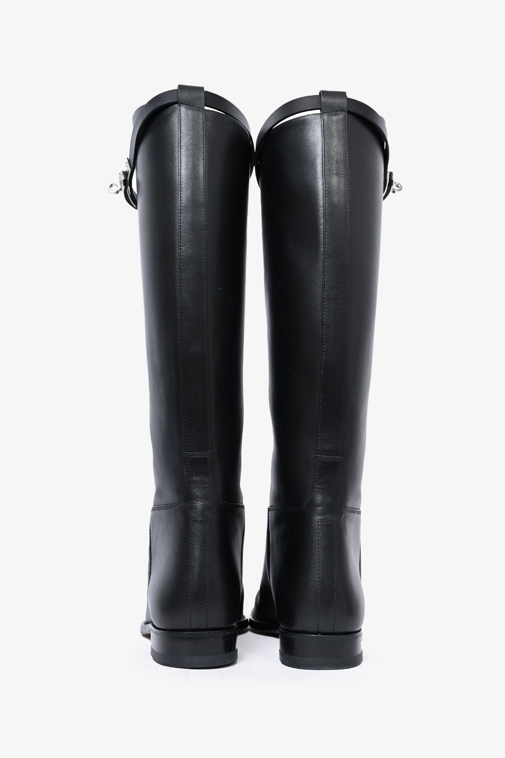 Hermès Black Smooth Leather 'Jumping' Riding Boots Size 38.5