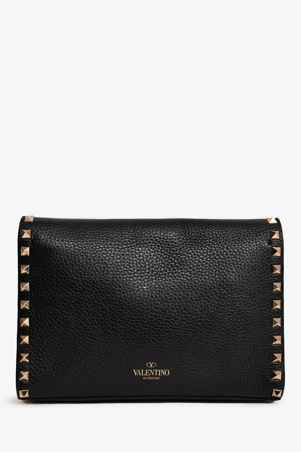 Valentino Black Grained Leather Rockstud Flap Crossbody