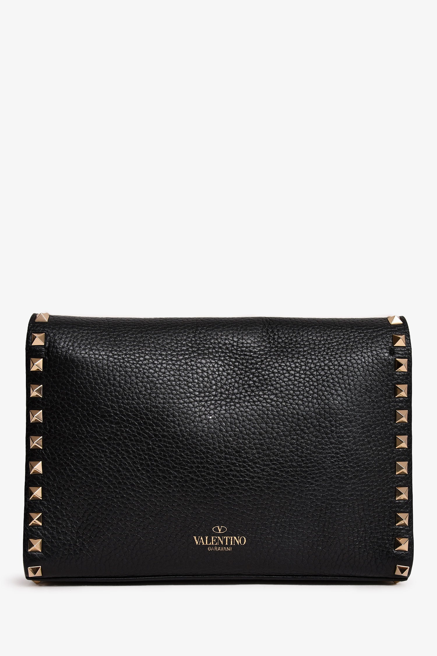 Valentino Black Grained Leather Rockstud Flap Crossbody