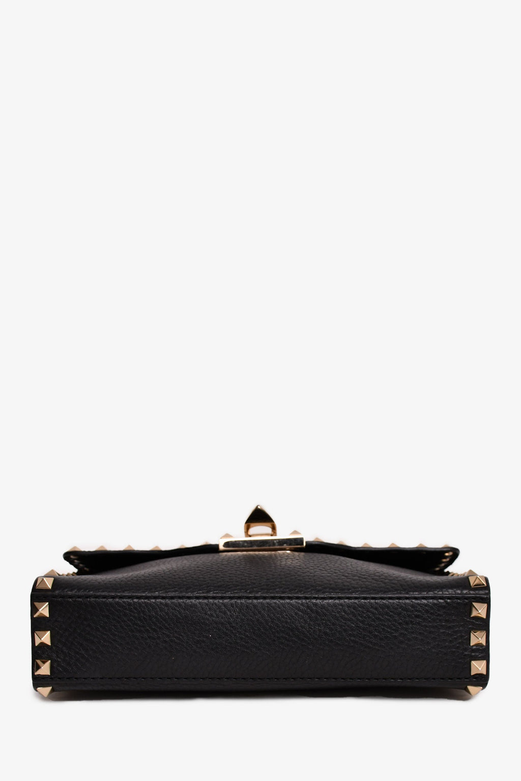 Valentino Black Grained Leather Rockstud Flap Crossbody