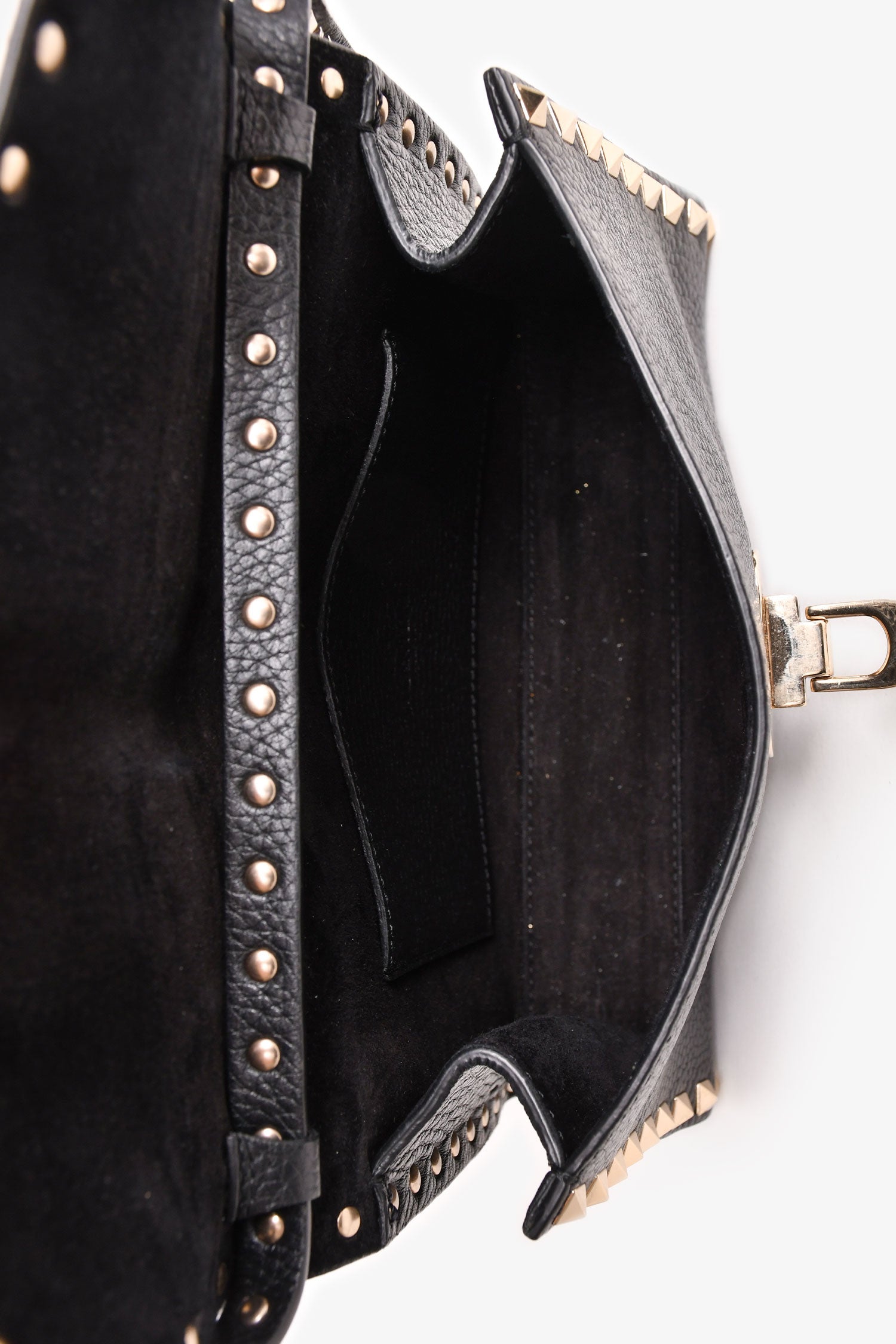 Valentino Black Grained Leather Rockstud Flap Crossbody