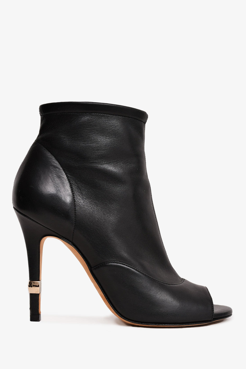 Pre-Loved Chanel™ 2019 Black Leather Open Toe CC Heels Size 37