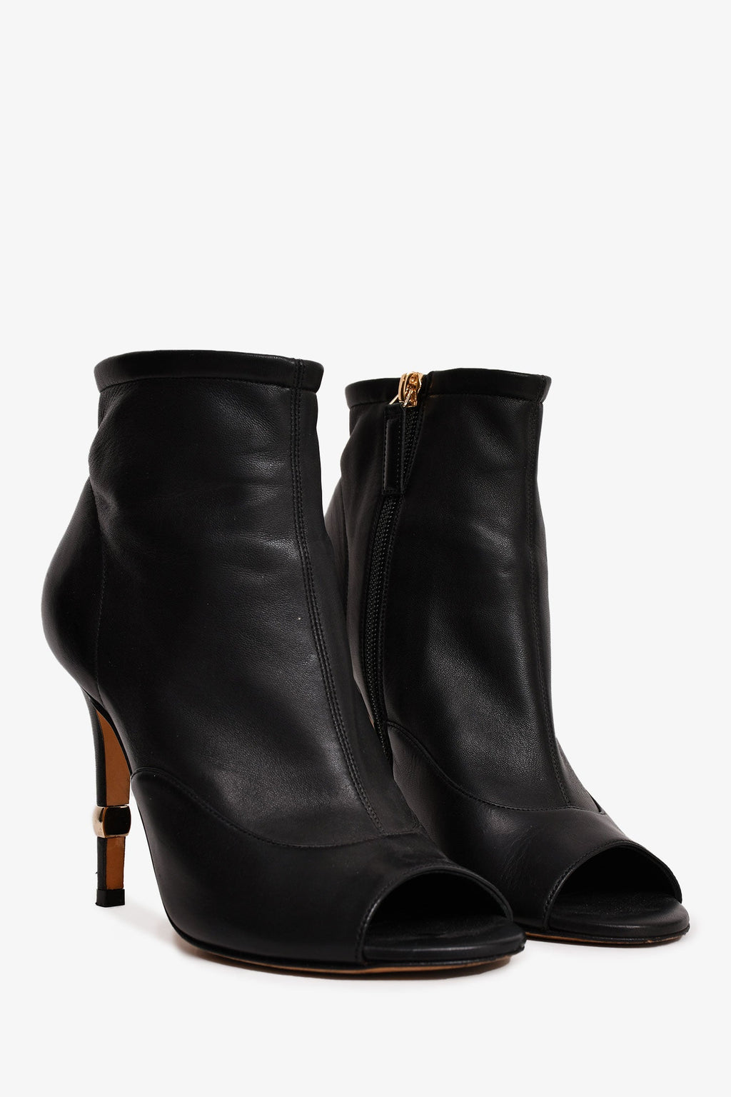 Pre-Loved Chanel™ 2019 Black Leather Open Toe CC Heels Size 37