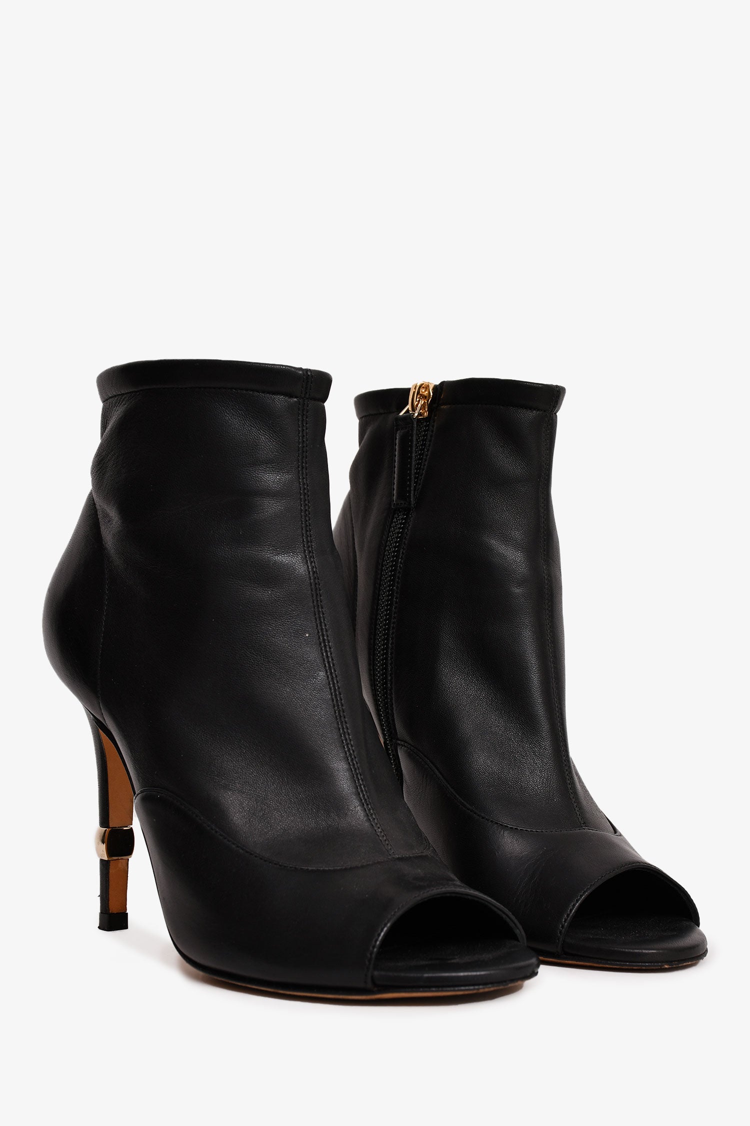 Pre-Loved Chanel™ 2019 Black Leather Open Toe CC Heels Size 37