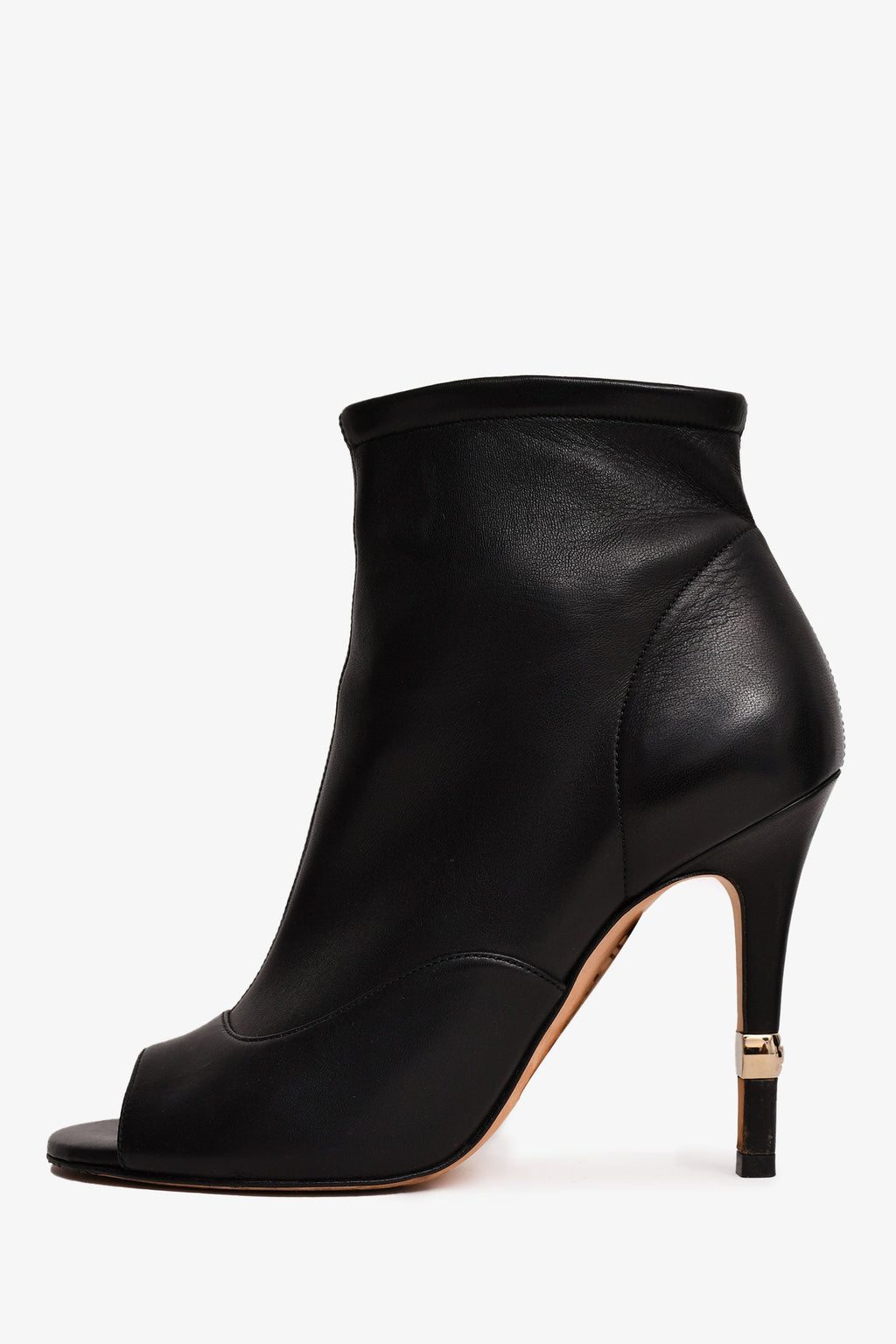 Pre-Loved Chanel™ 2019 Black Leather Open Toe CC Heels Size 37
