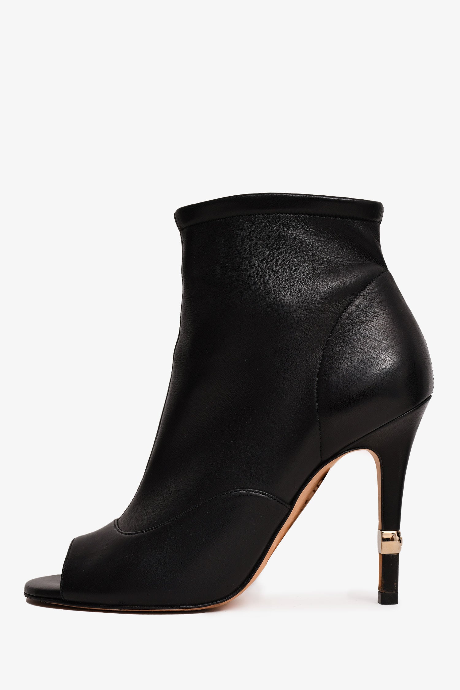 Pre-Loved Chanel™ 2019 Black Leather Open Toe CC Heels Size 37